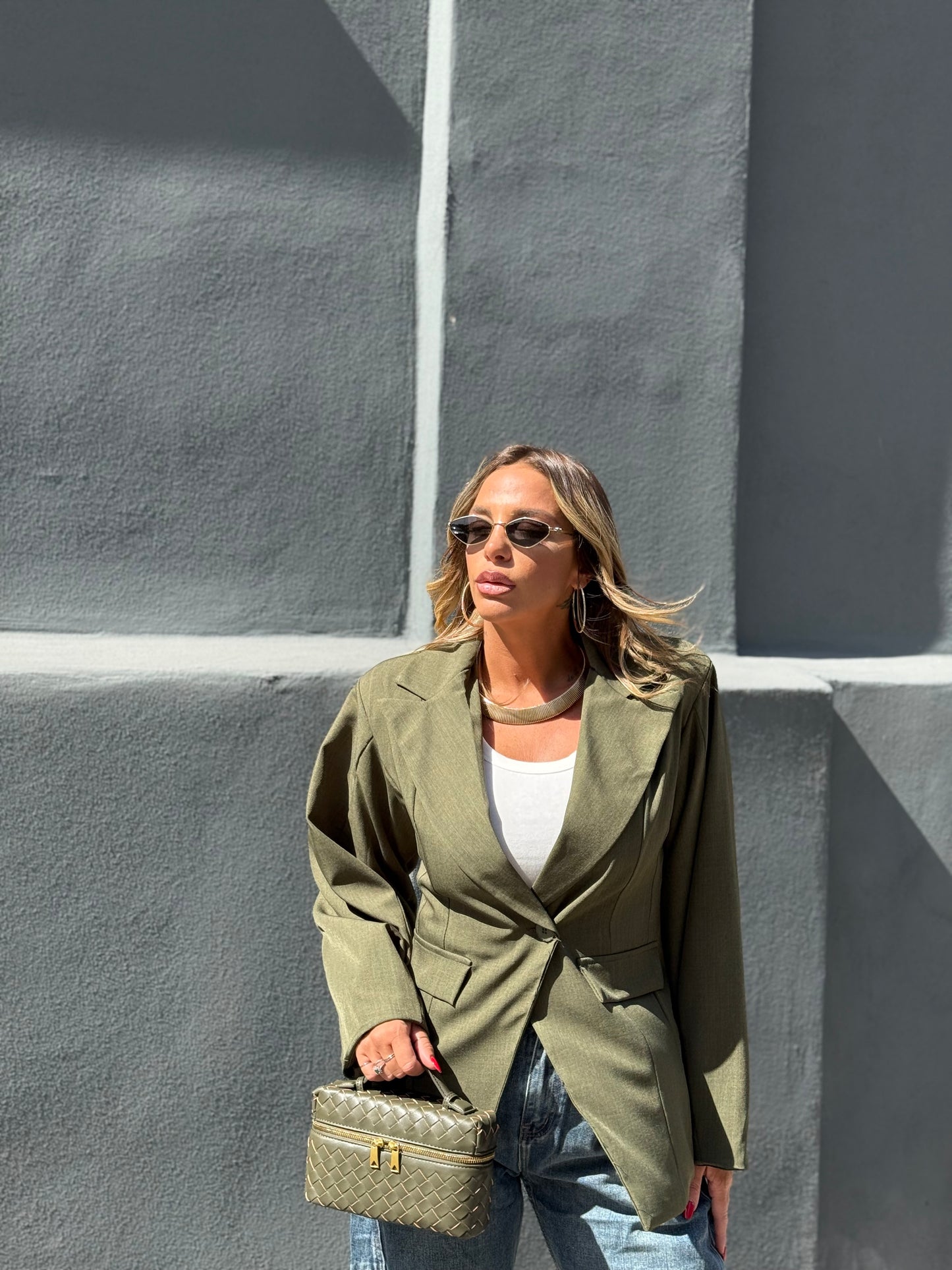 Blazer asimmetrico con spalline verde kiwi 88312