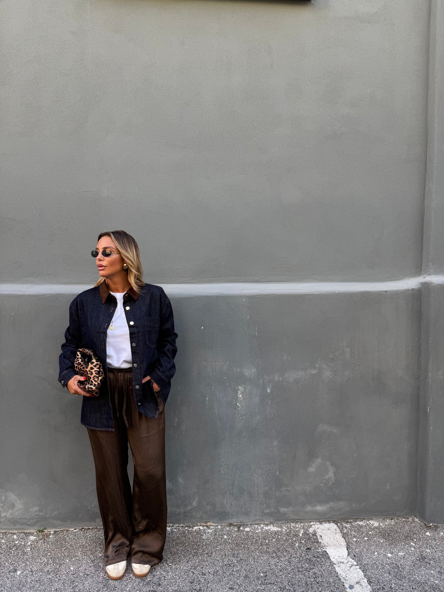 Pantaloni in satin cioccolato