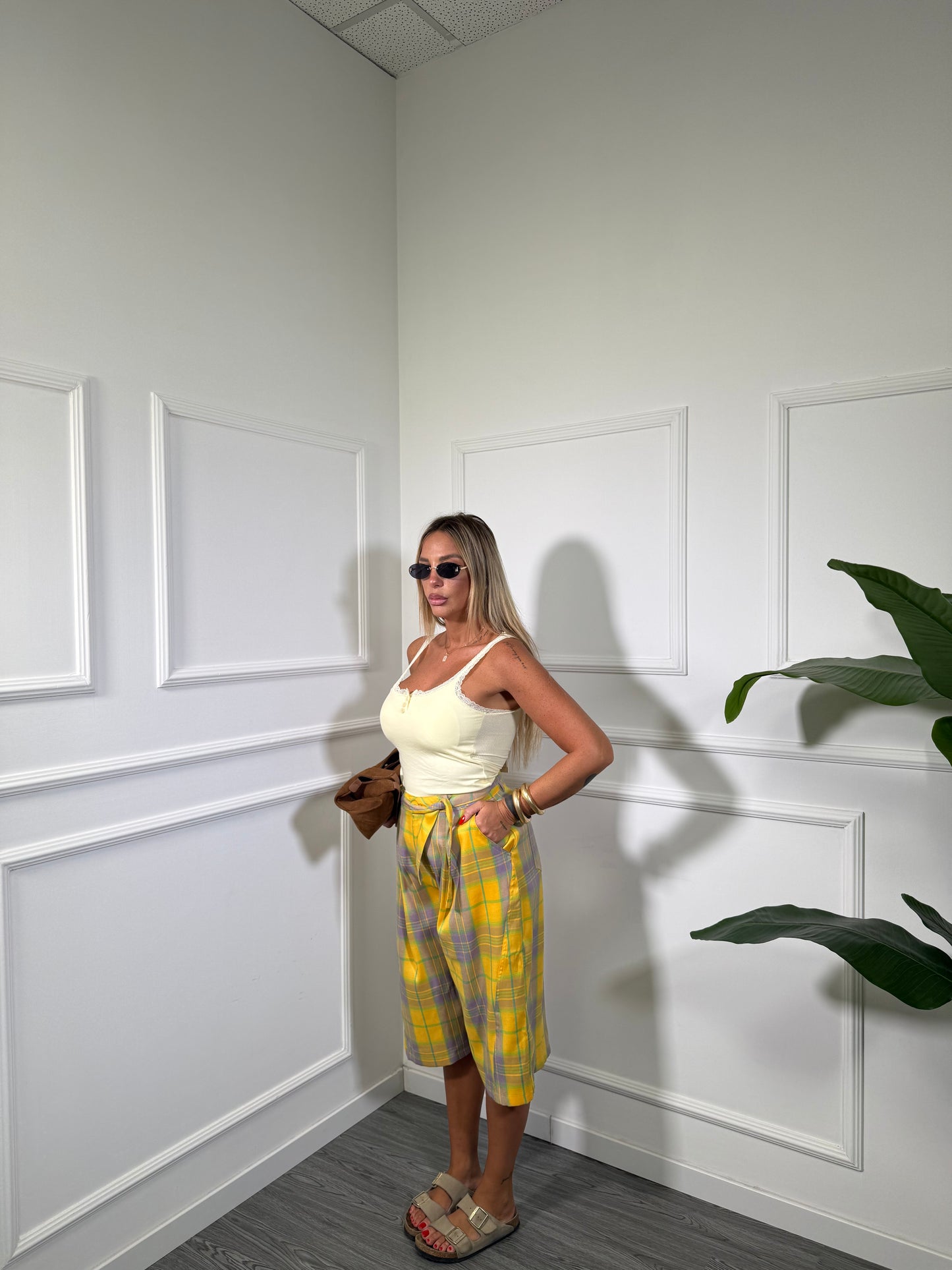 Bermuda a quadri Marbella giallo 2811