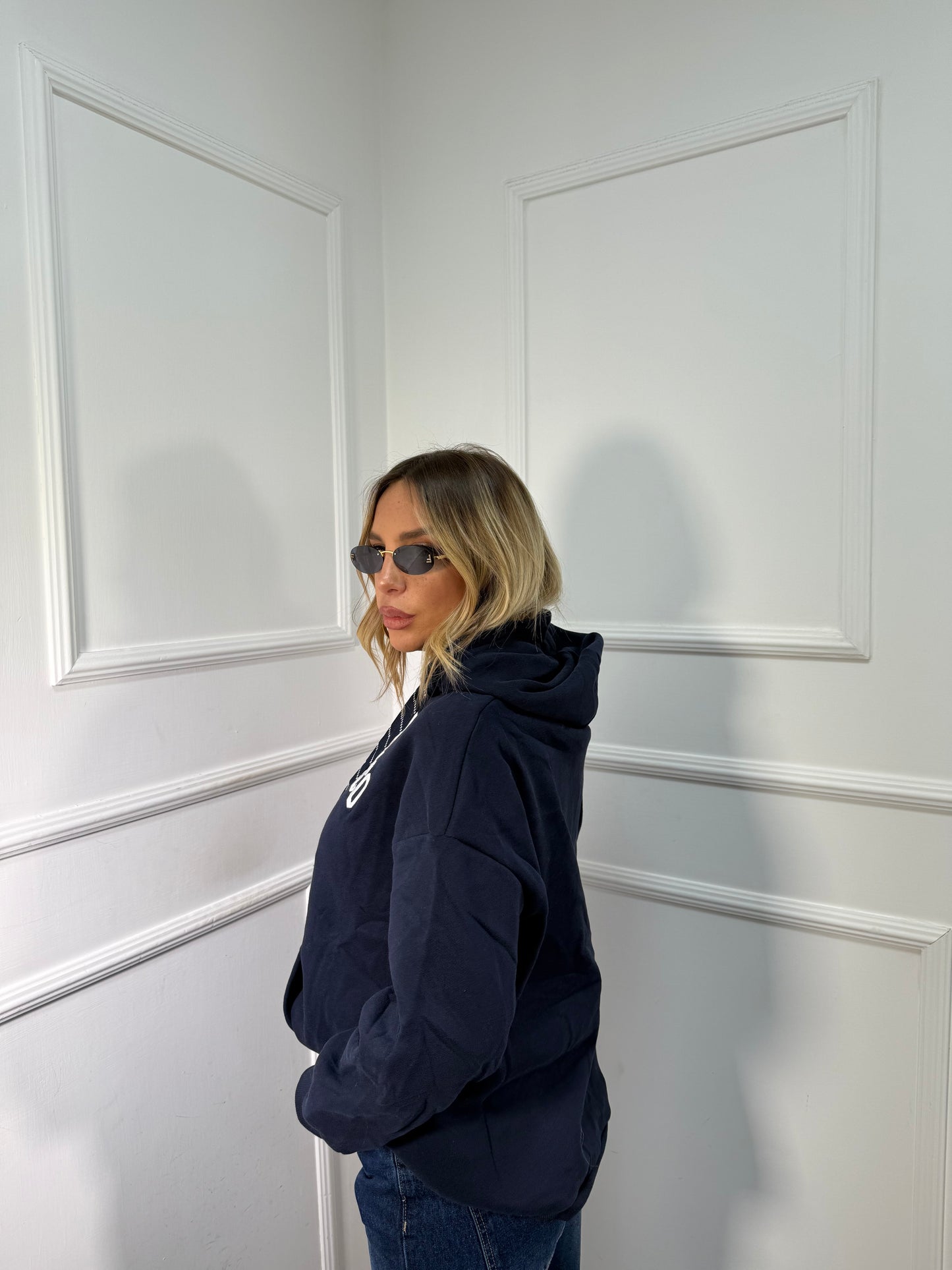 Felpa oversize in pile San Francisco blu navy a65474