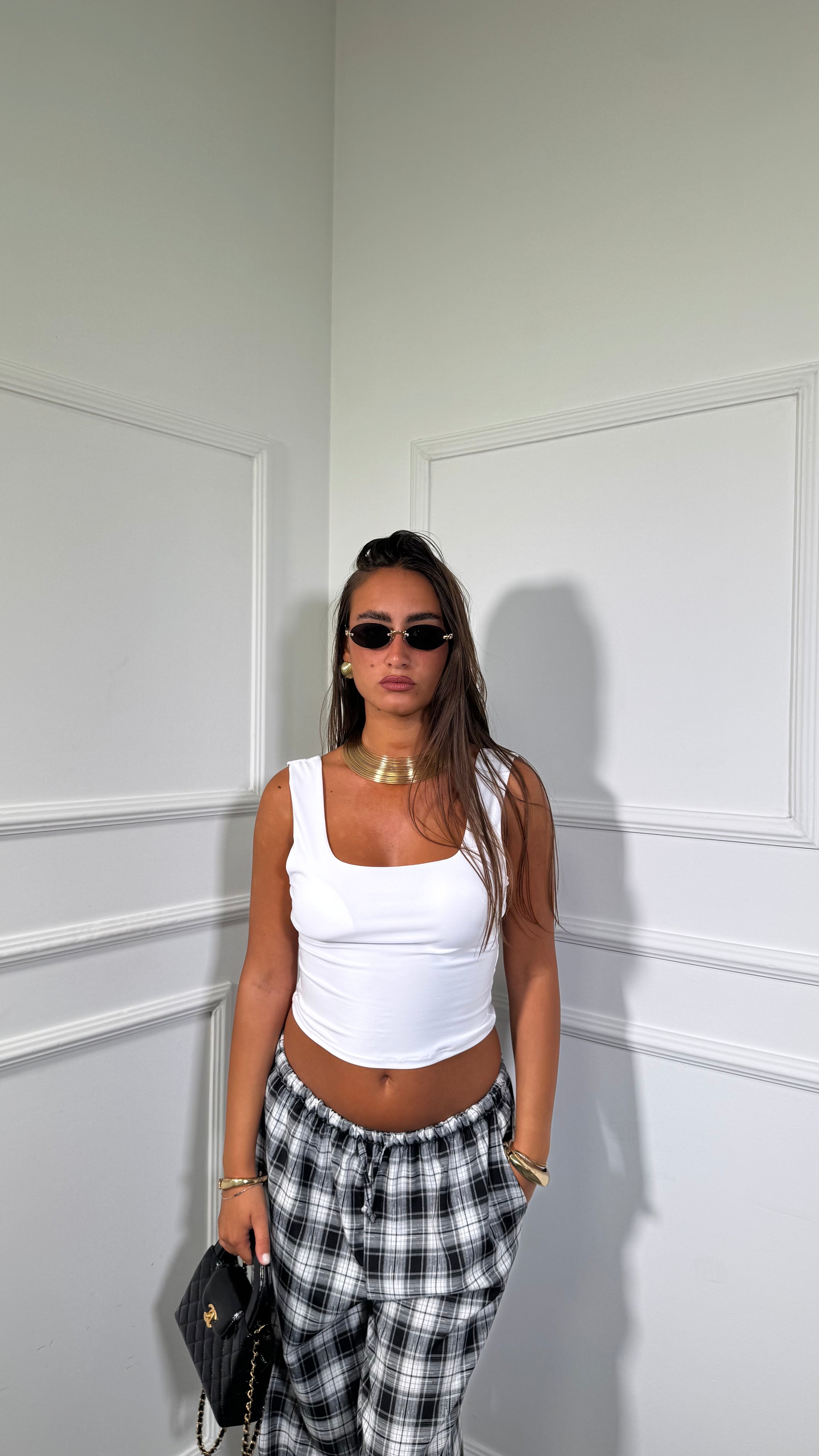 Top in lycra scollo squadrato Bernys bianco