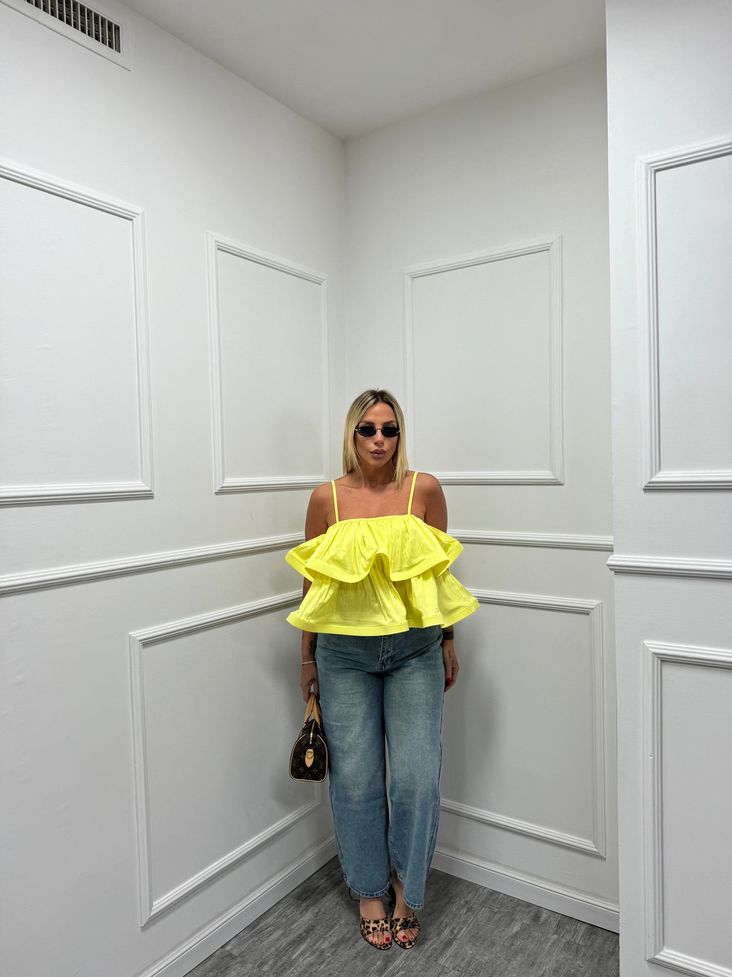 Top doppia balza giallo