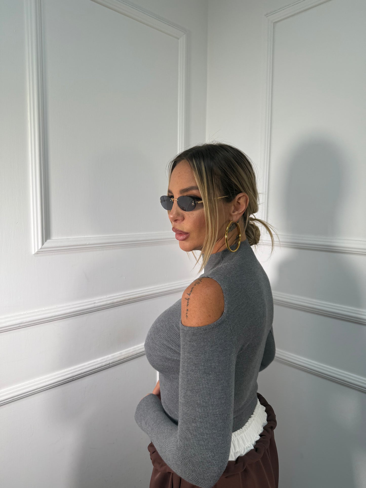 Maglioncino a costine lana rasata Harmony grigio ty8505