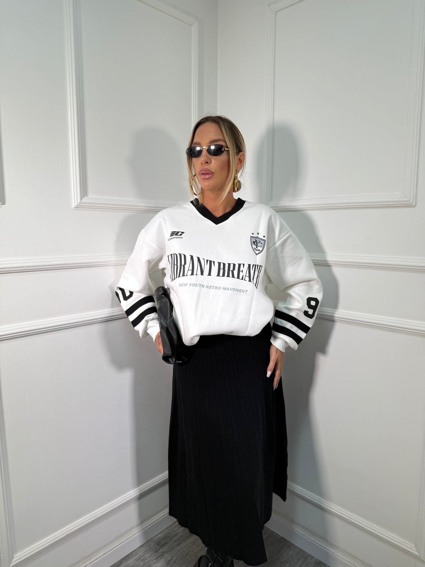 Longuette plissè in lana rasata nero zs8071