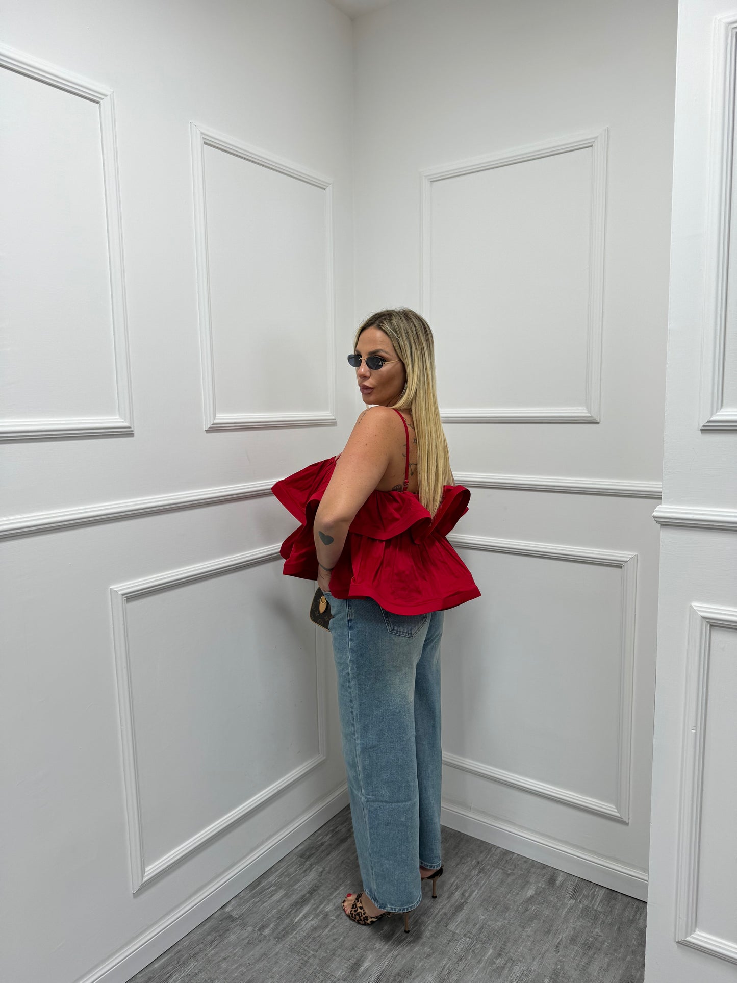 Top doppia balza rosso