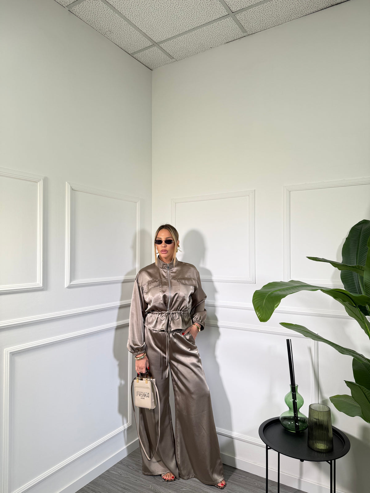 Coordinato in satin Amanda taupe hp9206