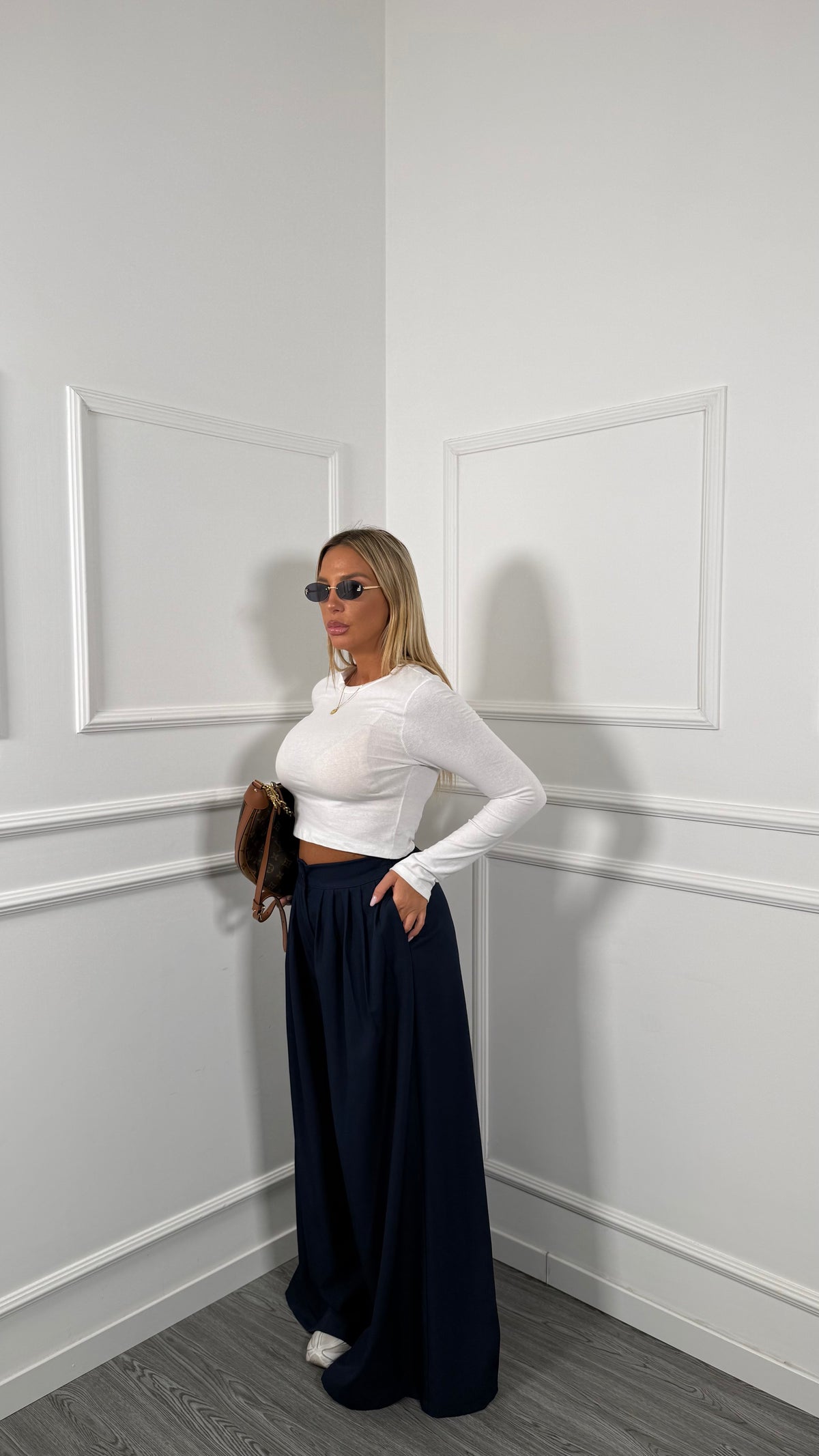 Pantaloni palazzo con pinces All Day blu 66983