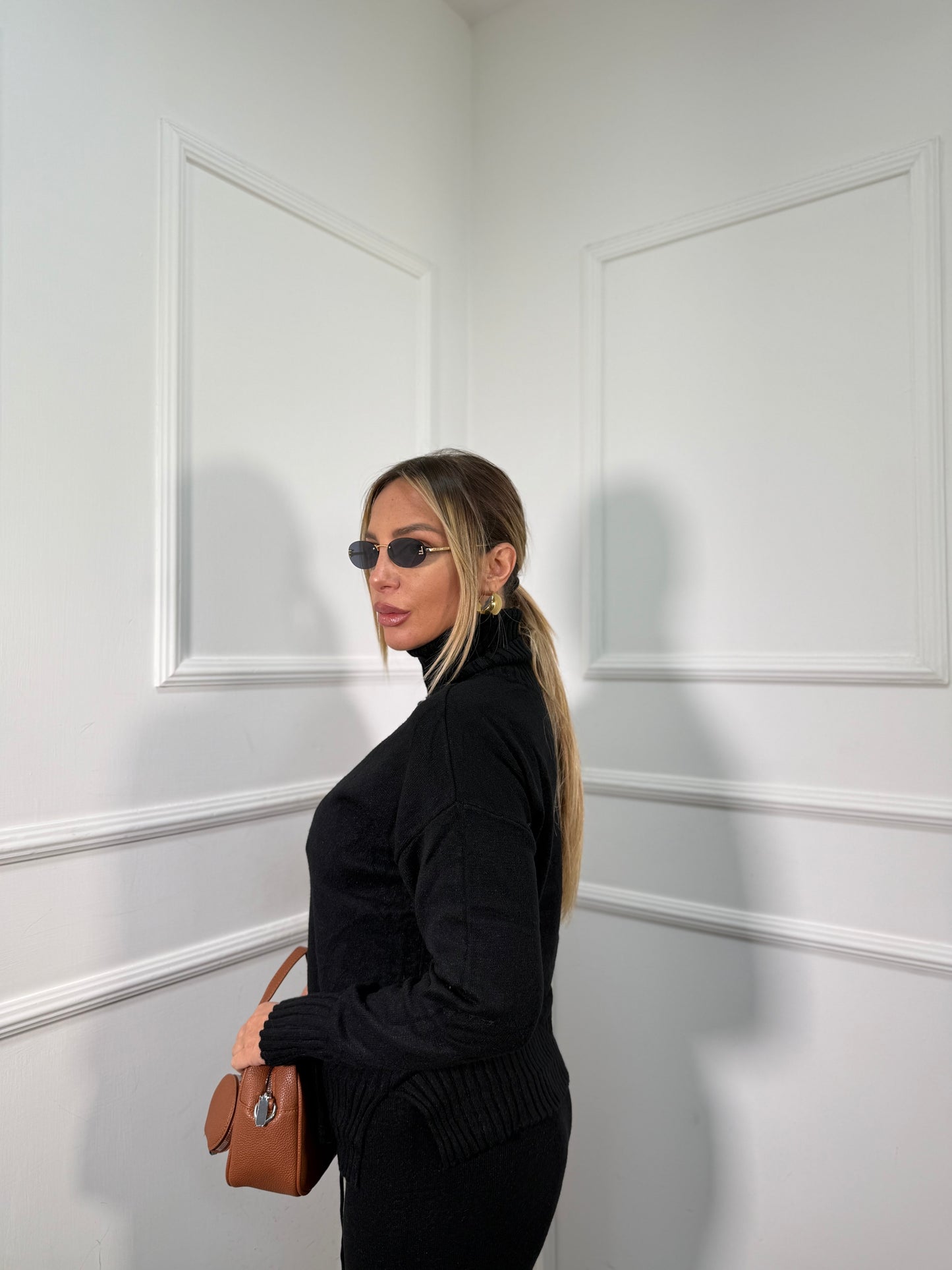 Coordinato lana rasata Snow nero 016