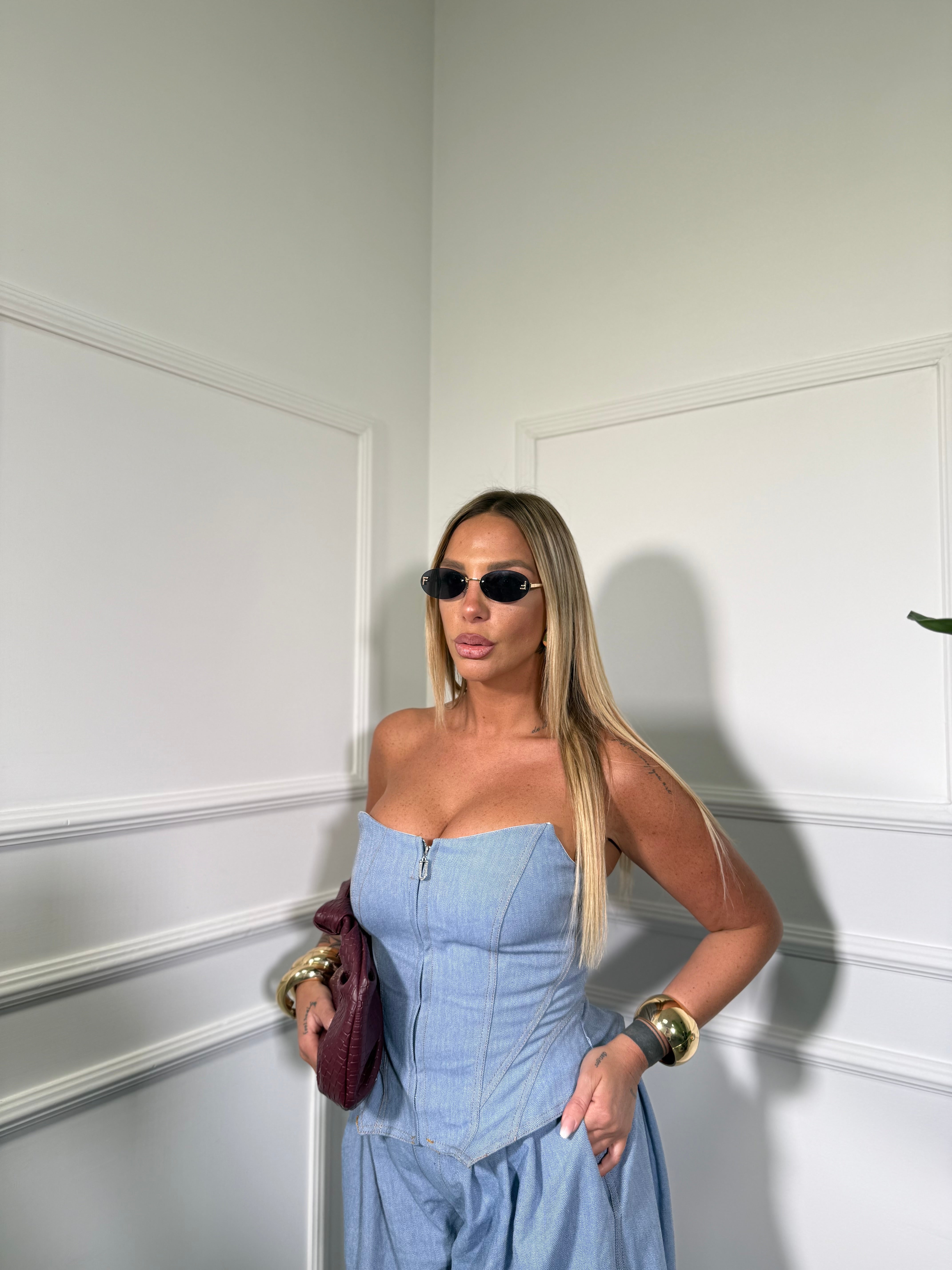 Coordinato in denim Icona lavaggio chiaro 06700