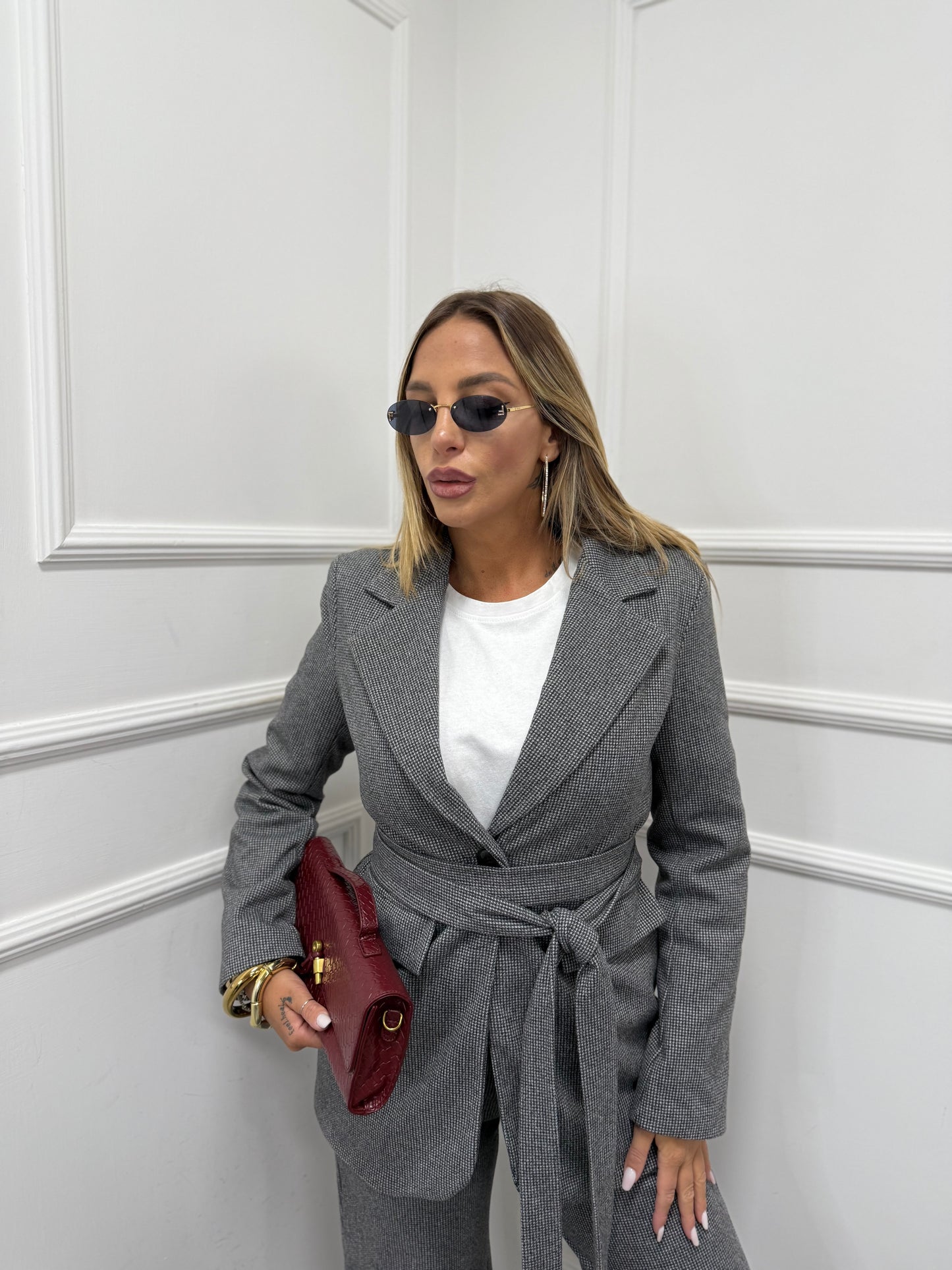 Tailleur pied de poule Mila grigio 225842