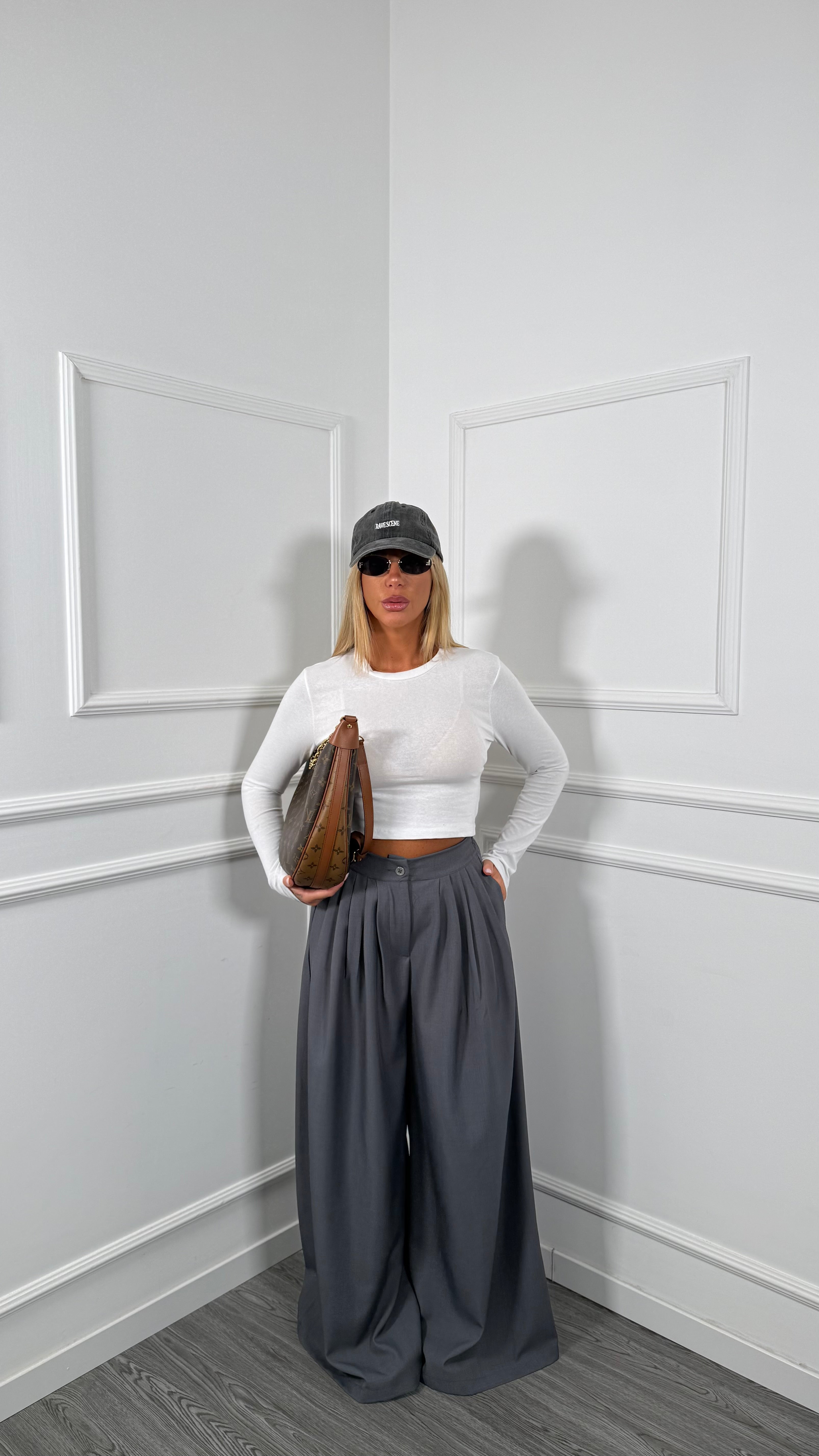 Pantaloni palazzo con pinces All Day grigio 66983