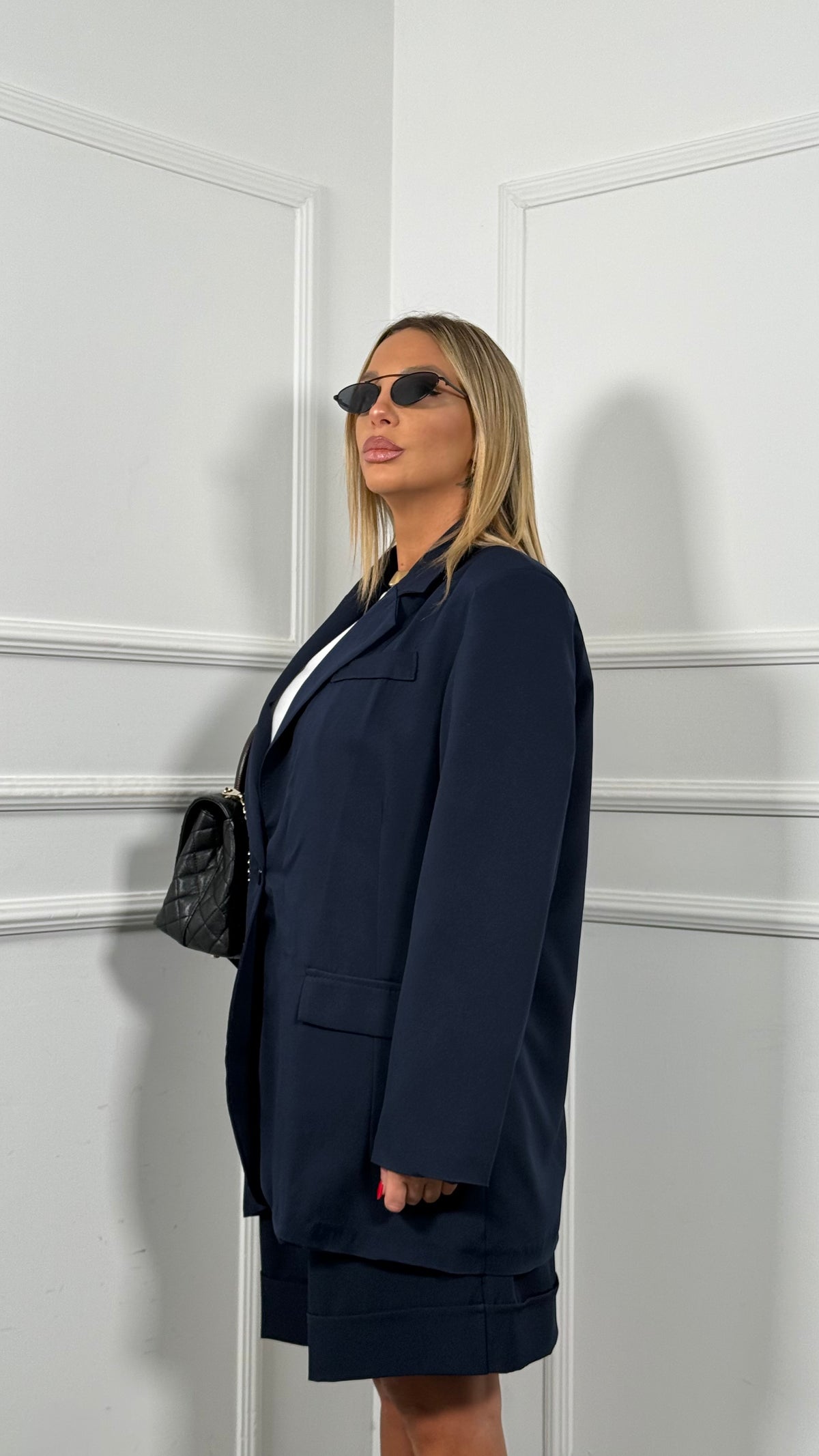 Tailleur con bermuda Curvy Venice blu m11059