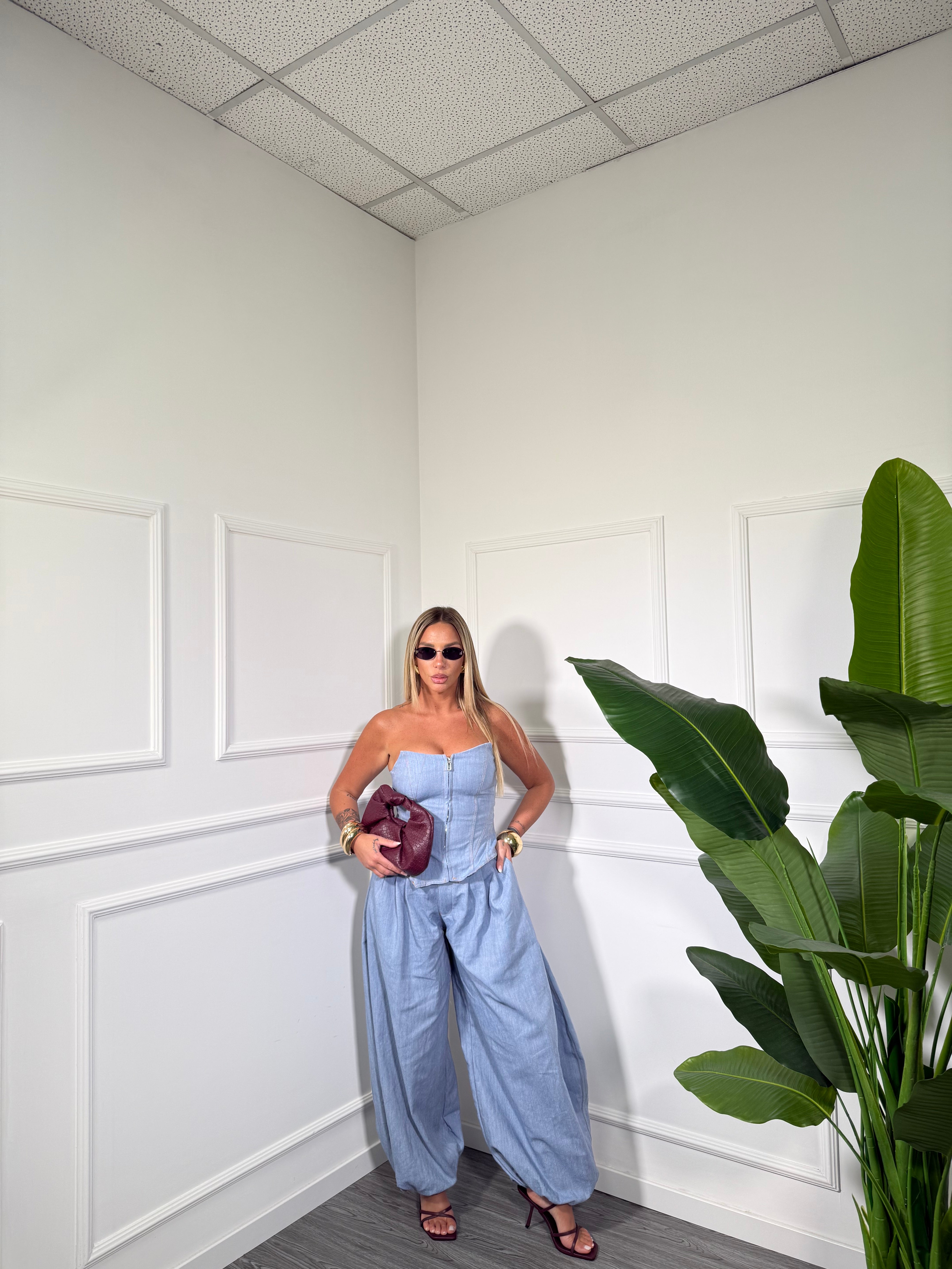 Coordinato in denim Icona lavaggio chiaro 06700
