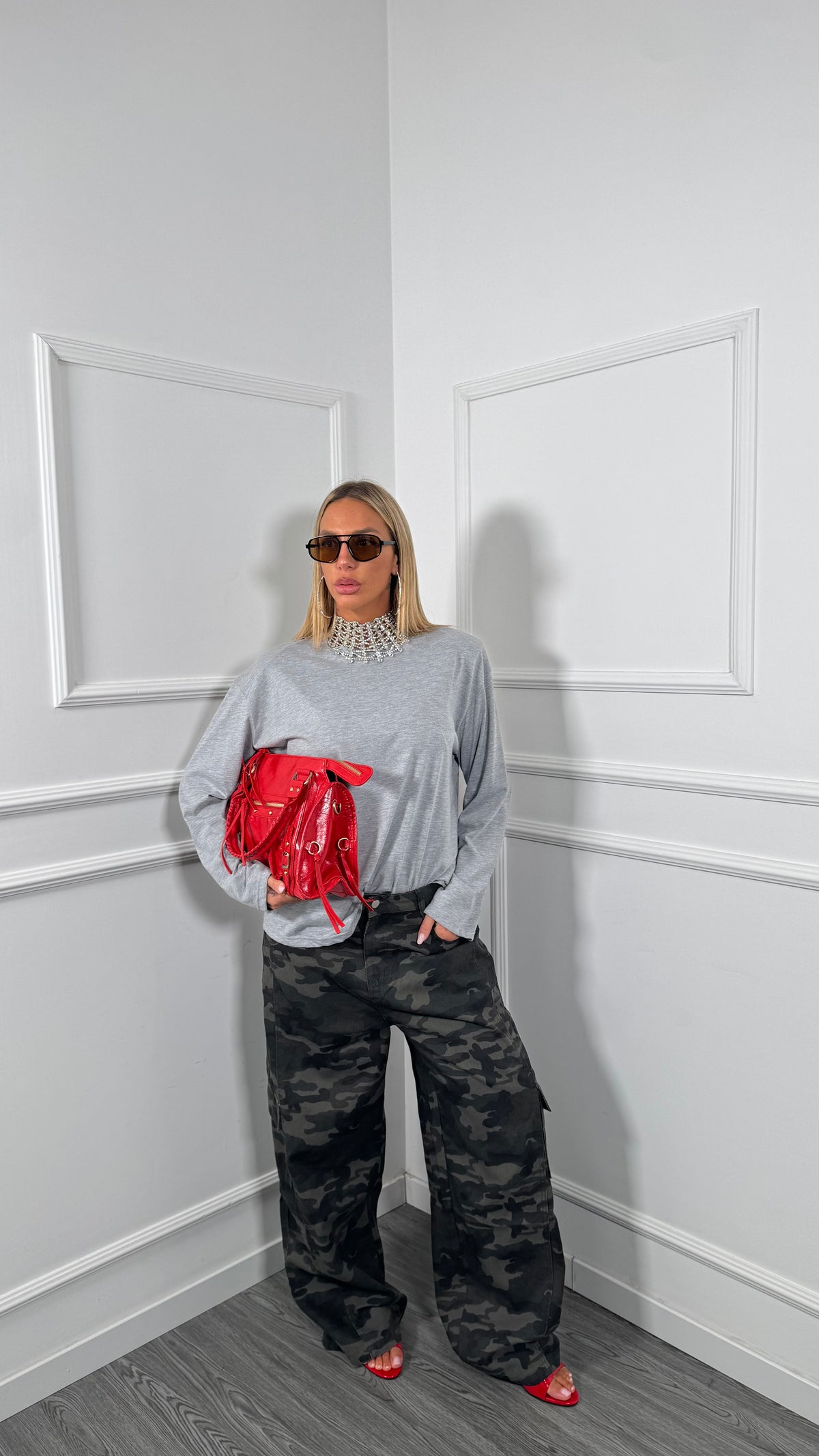 Jeans palazzo balloon militare Army 5838
