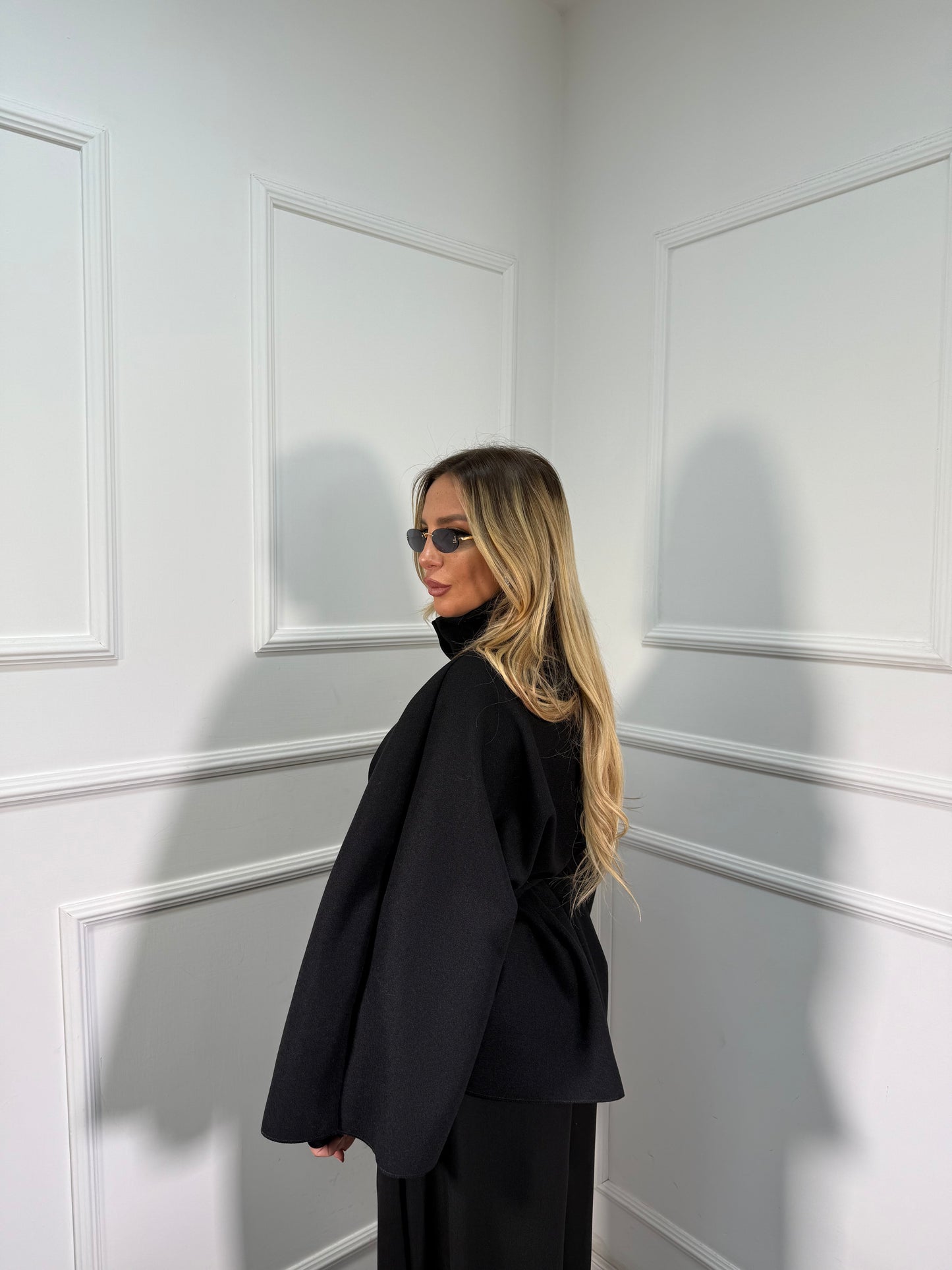 Mantella cappotto Georgette nero 25978