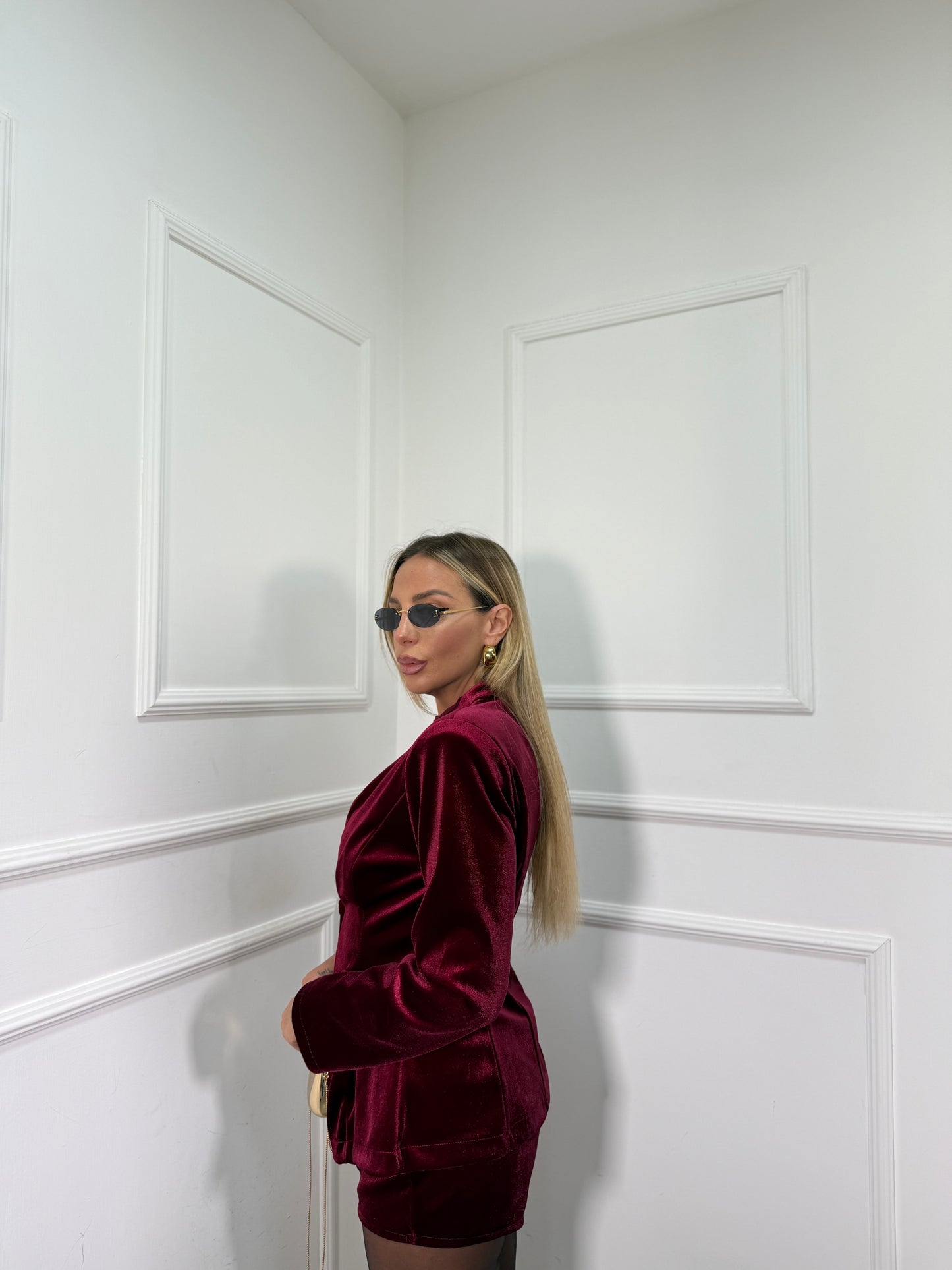 Tailleur in velluto Lusy bordeaux 45058/059