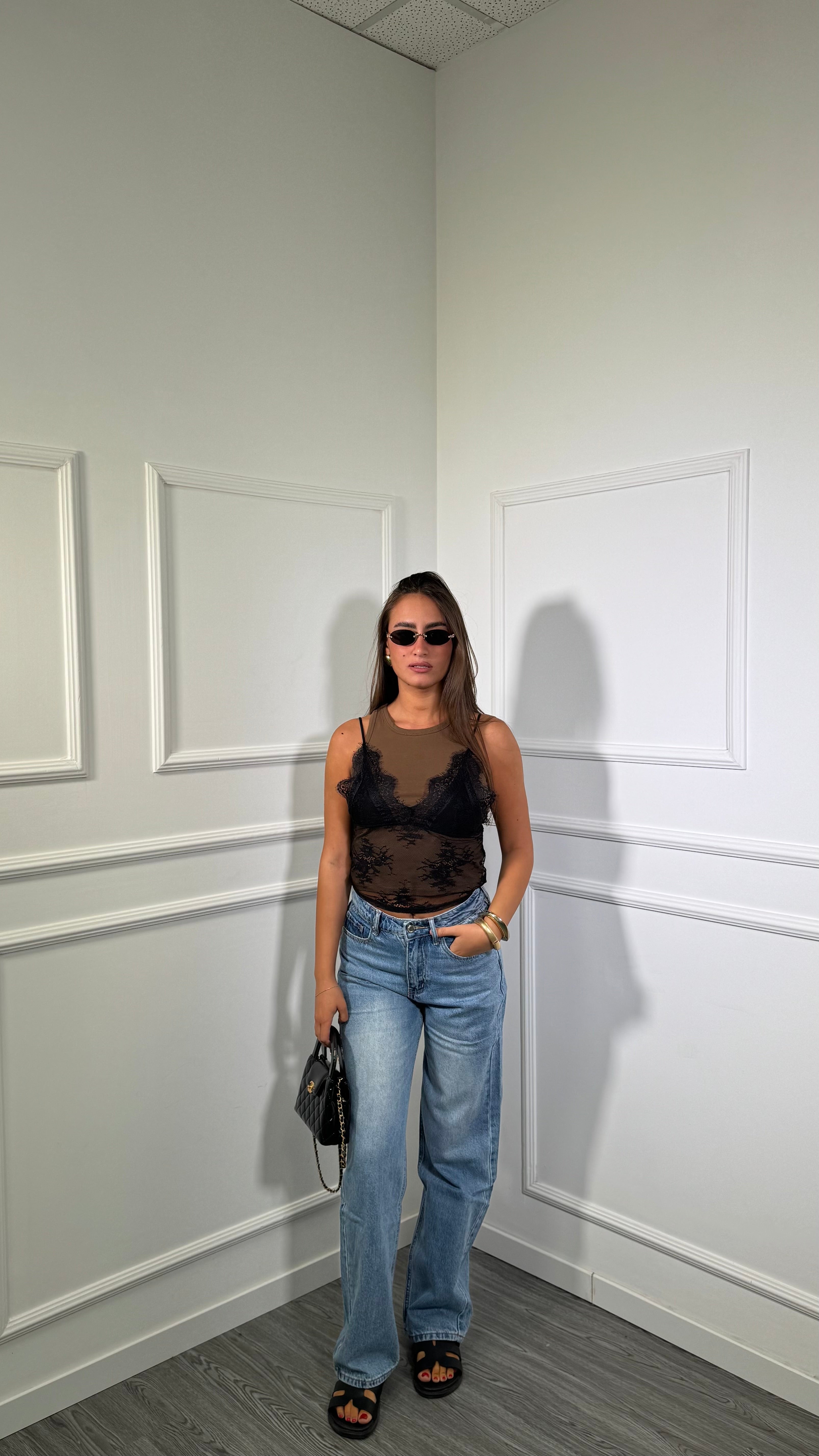 Jeans wide leg lavaggio medio Camy f130