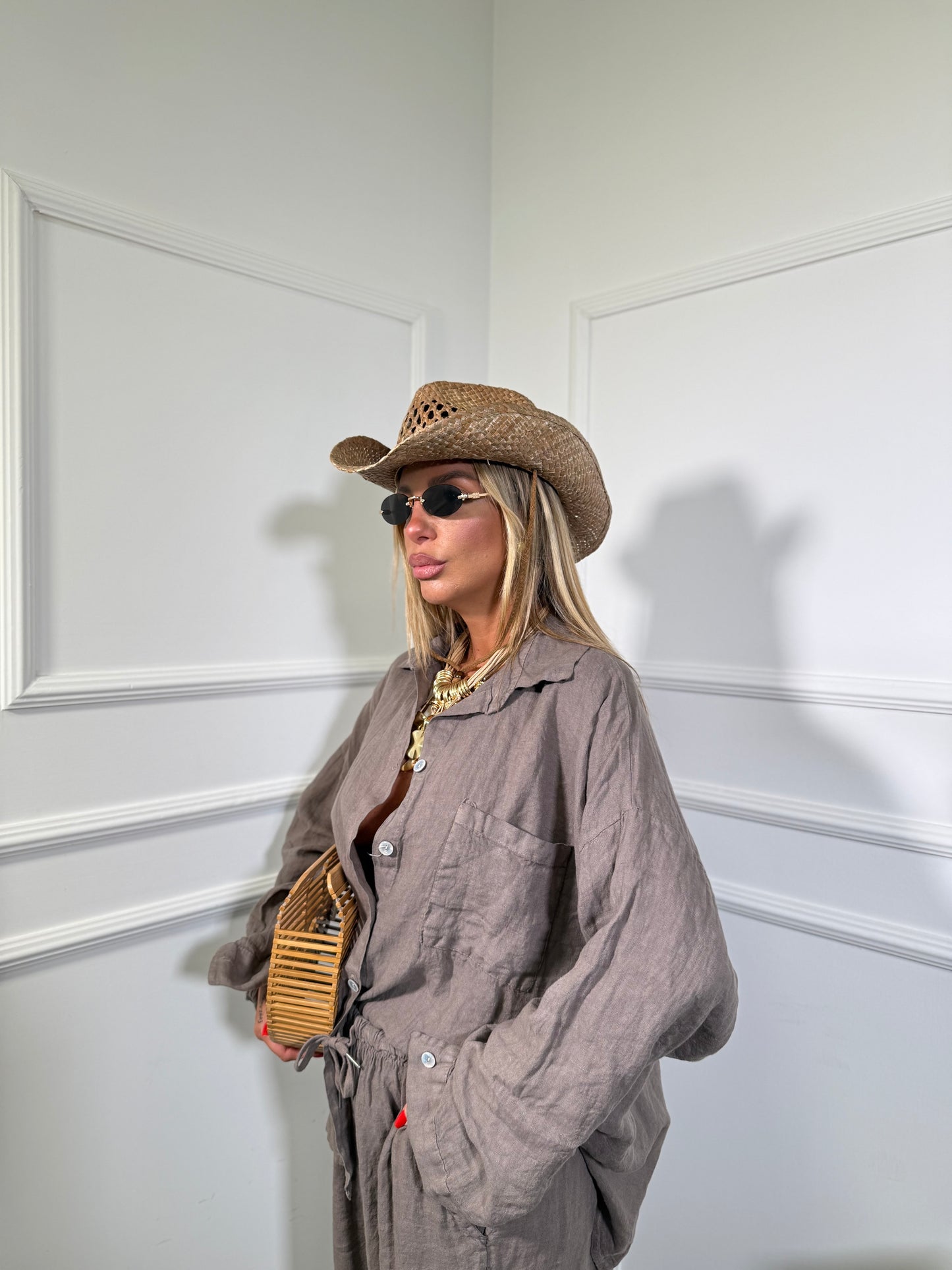 Coordinato in lino (curvy) Shaty taupe 268161