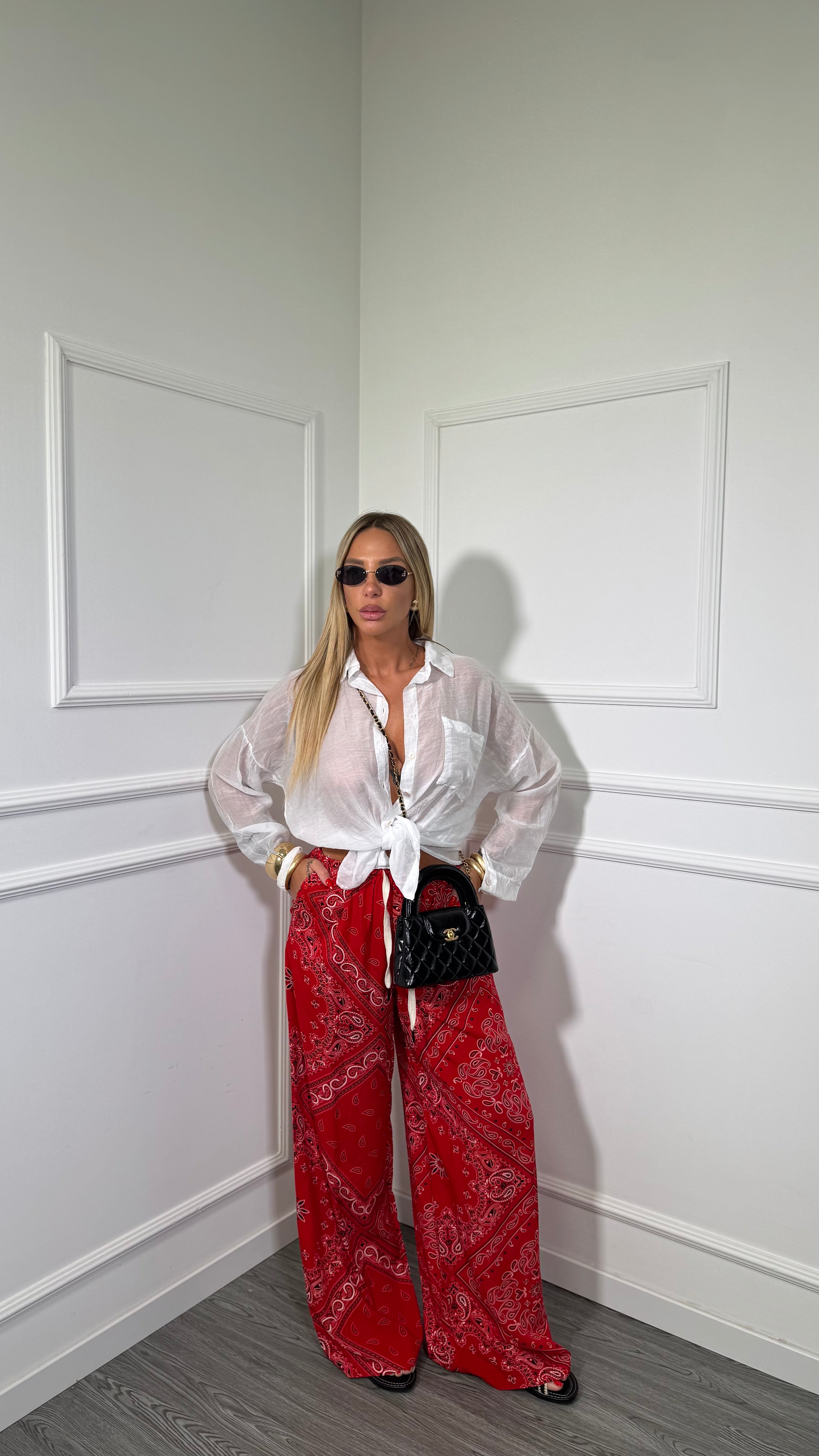 Pantaloni fantasia bandana Hermana rosso 710388
