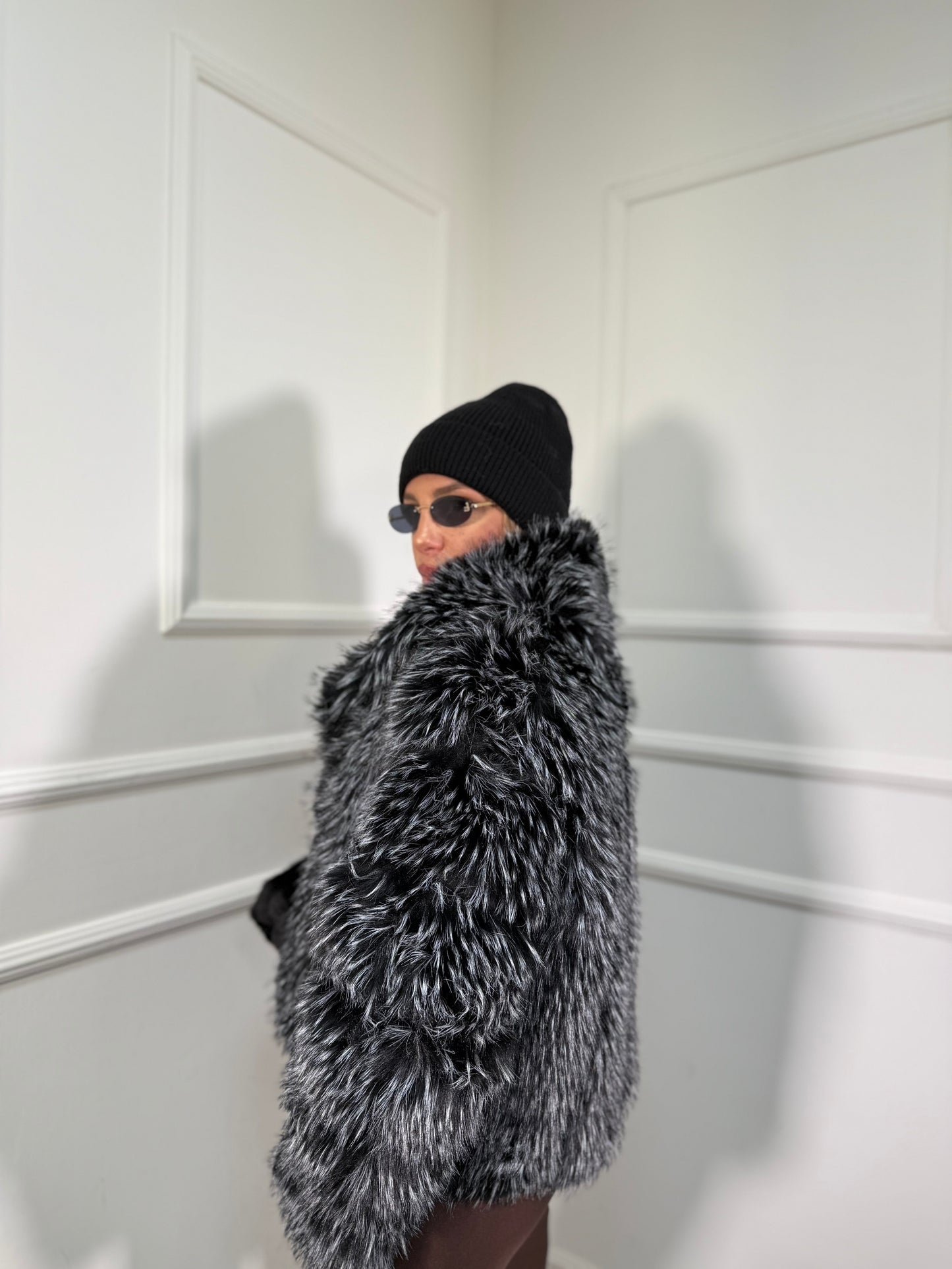 Ecofur con inserti in ecopelle Alaska nero l8010