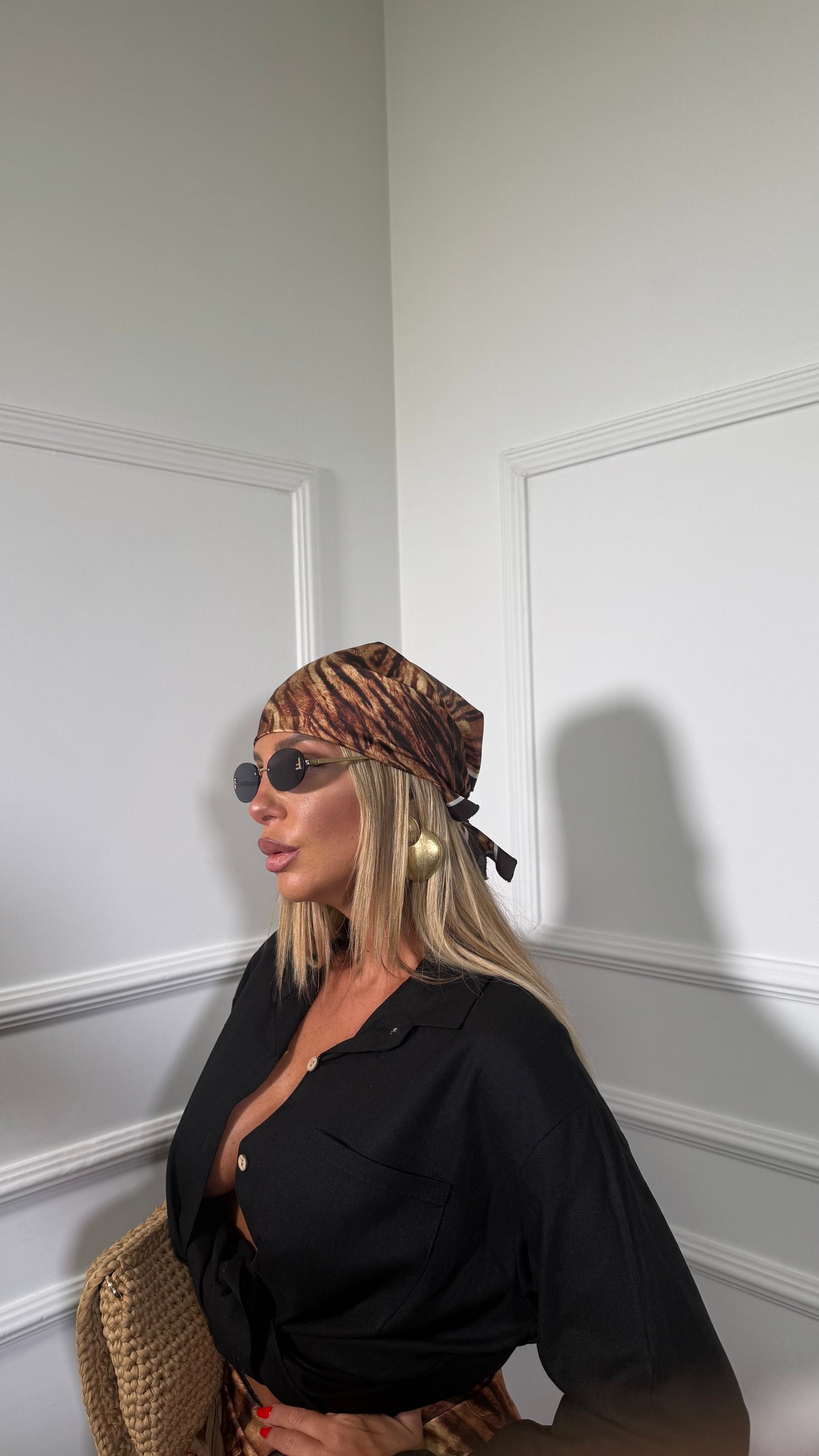 Pareo + bandana in satin animalier Safari 37271
