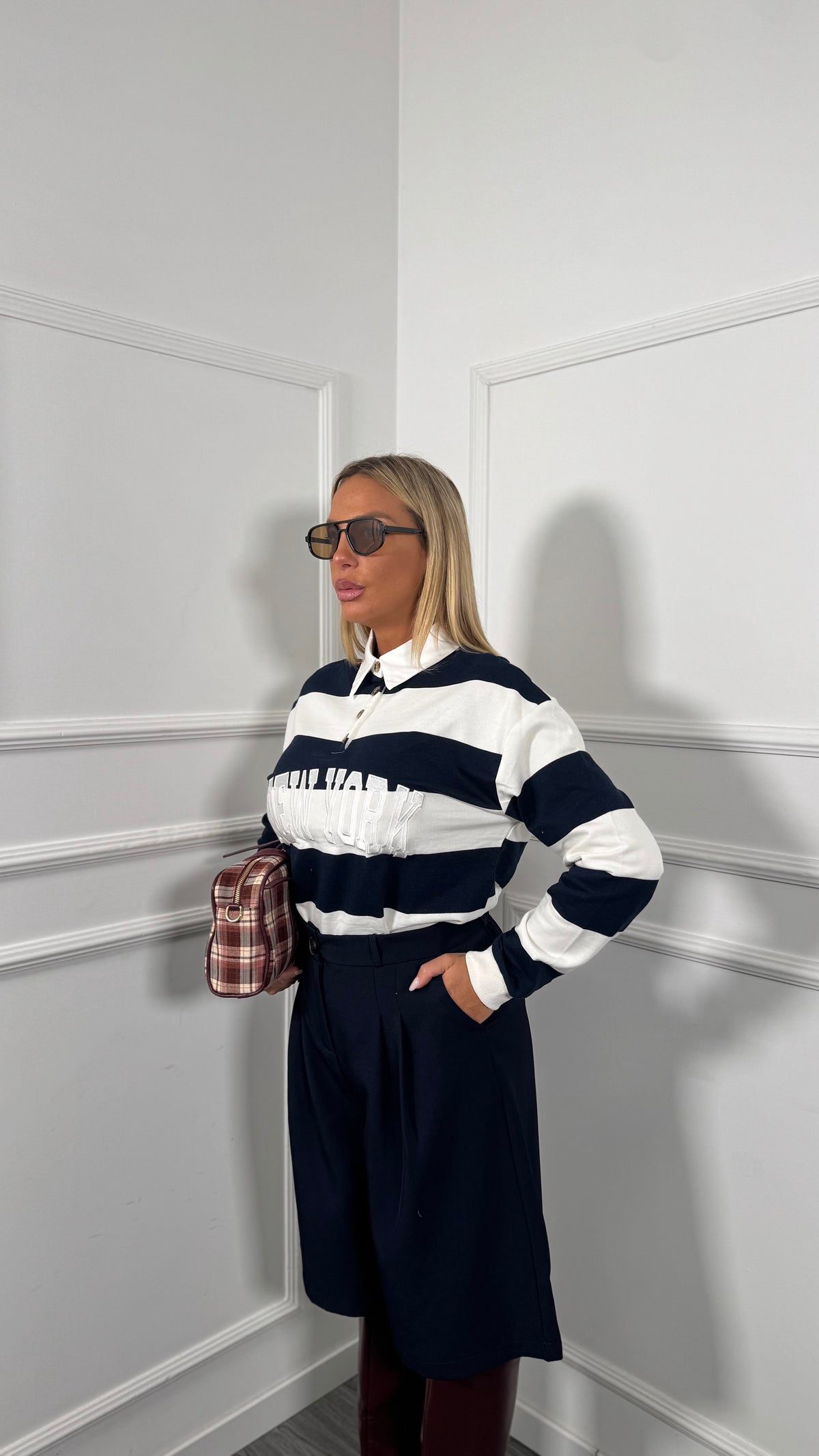 Bermuda in crepe Brooklyn blu notte 2810