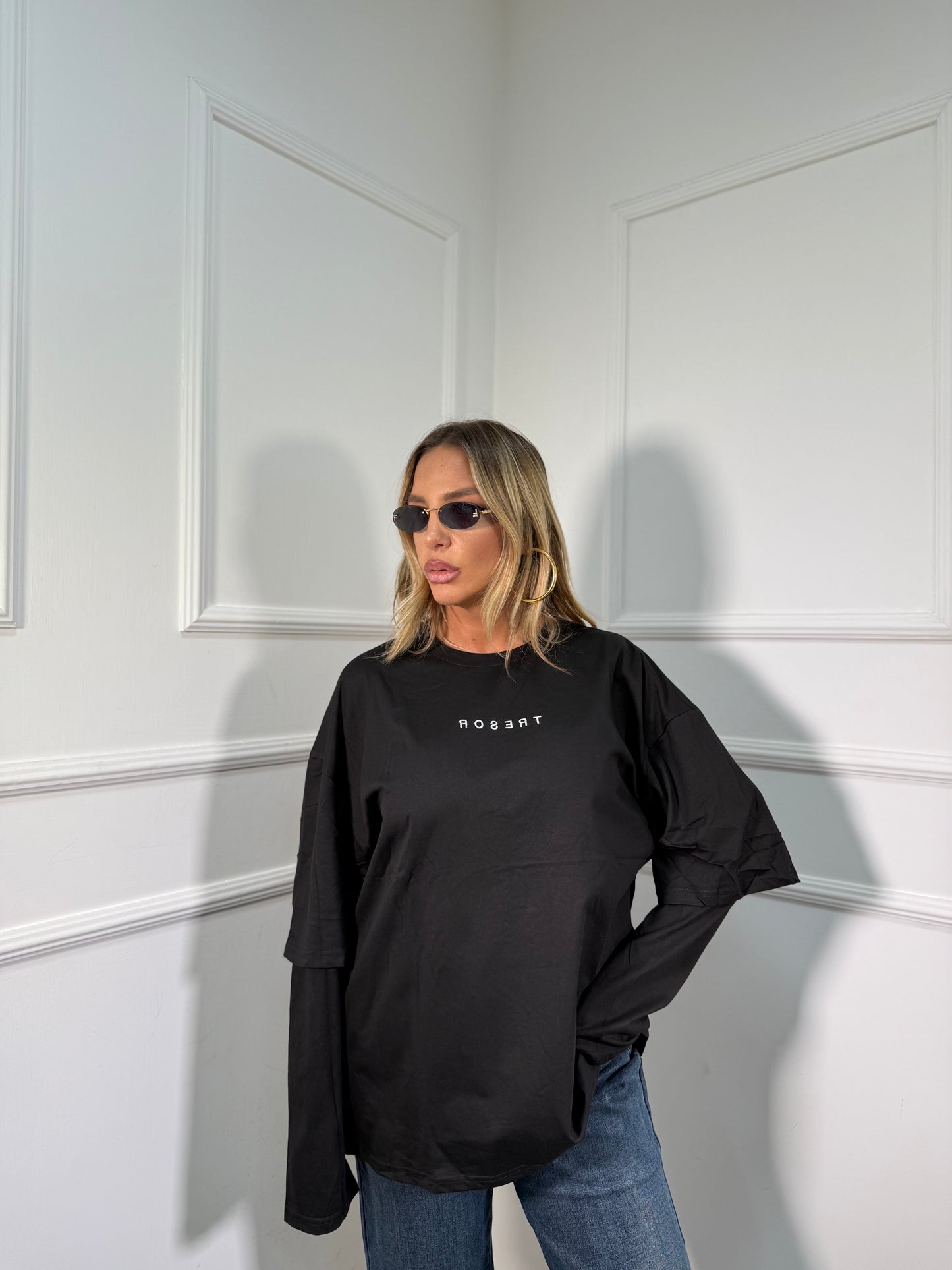 Shirt in cotone oversize Tresor nera a63992