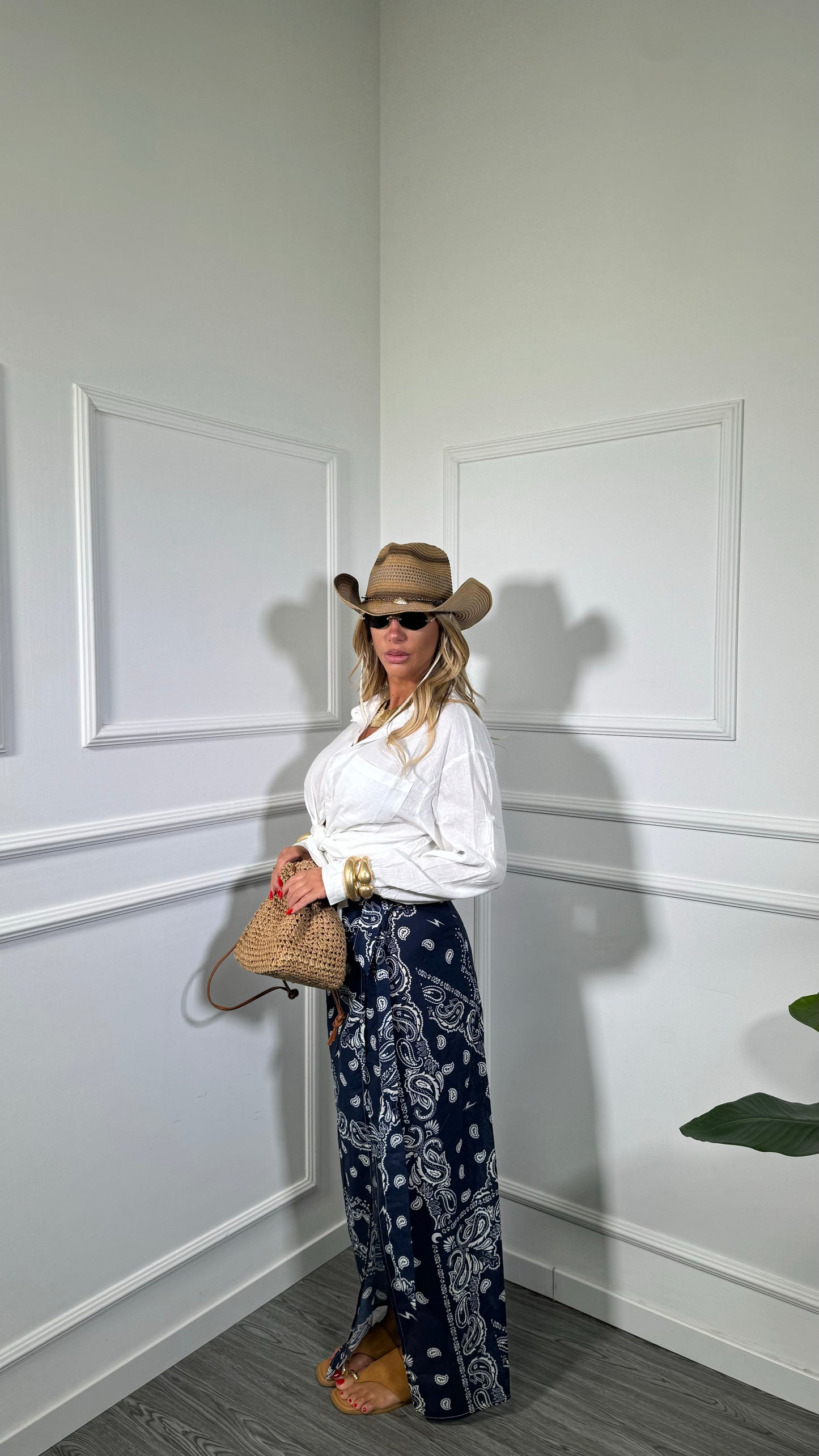 Pareo midi in cotone fantasia bandana Venere blu f1801