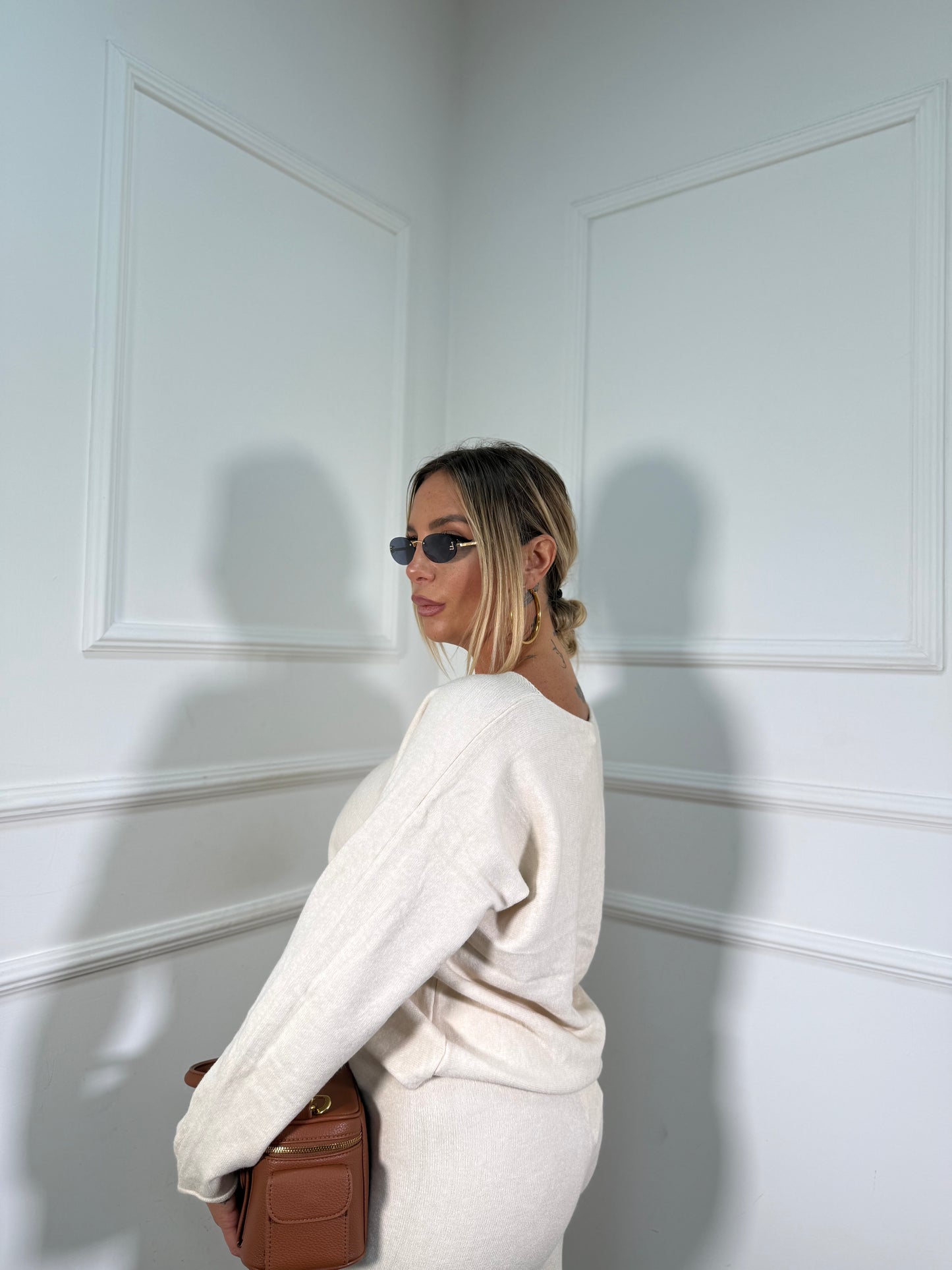 Coordinato in lana rasata Daily panna 0810