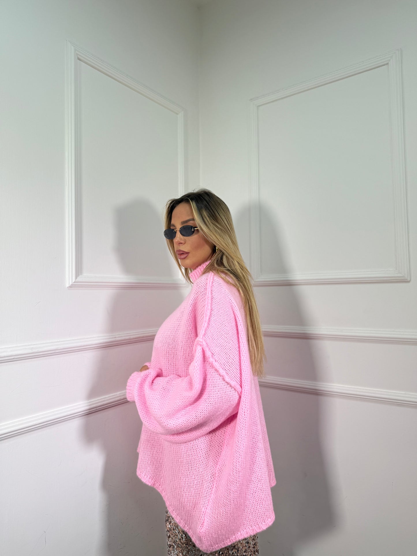 Maxipullover lana cotta Becky rosa barbie 31150