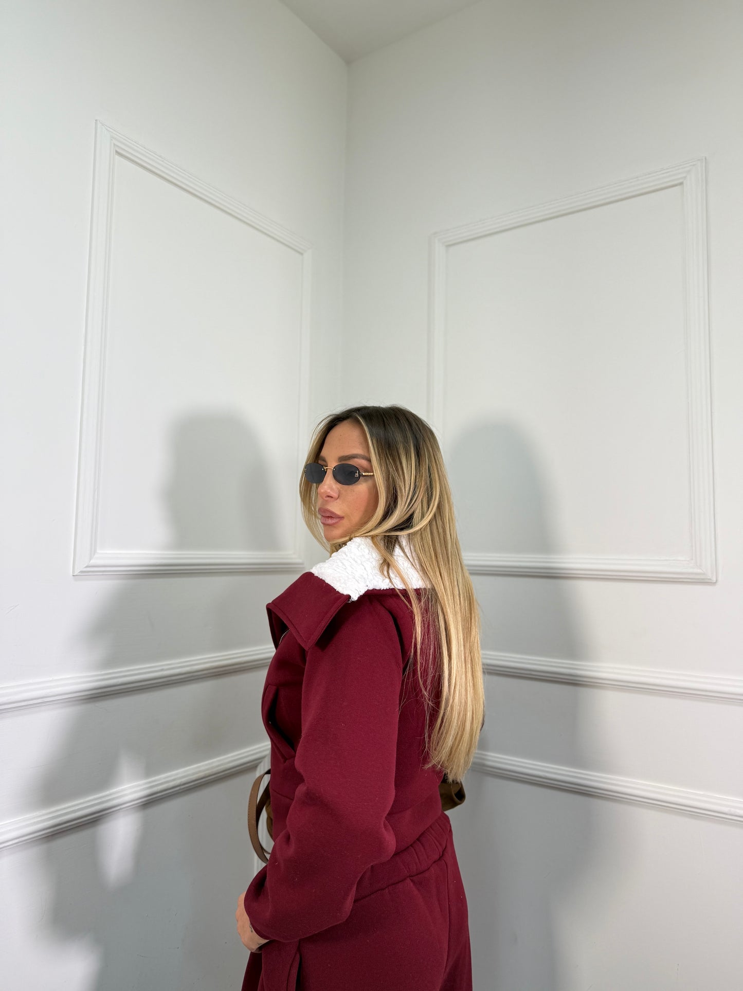 Coordinato tuta Teddy bordeaux 22658