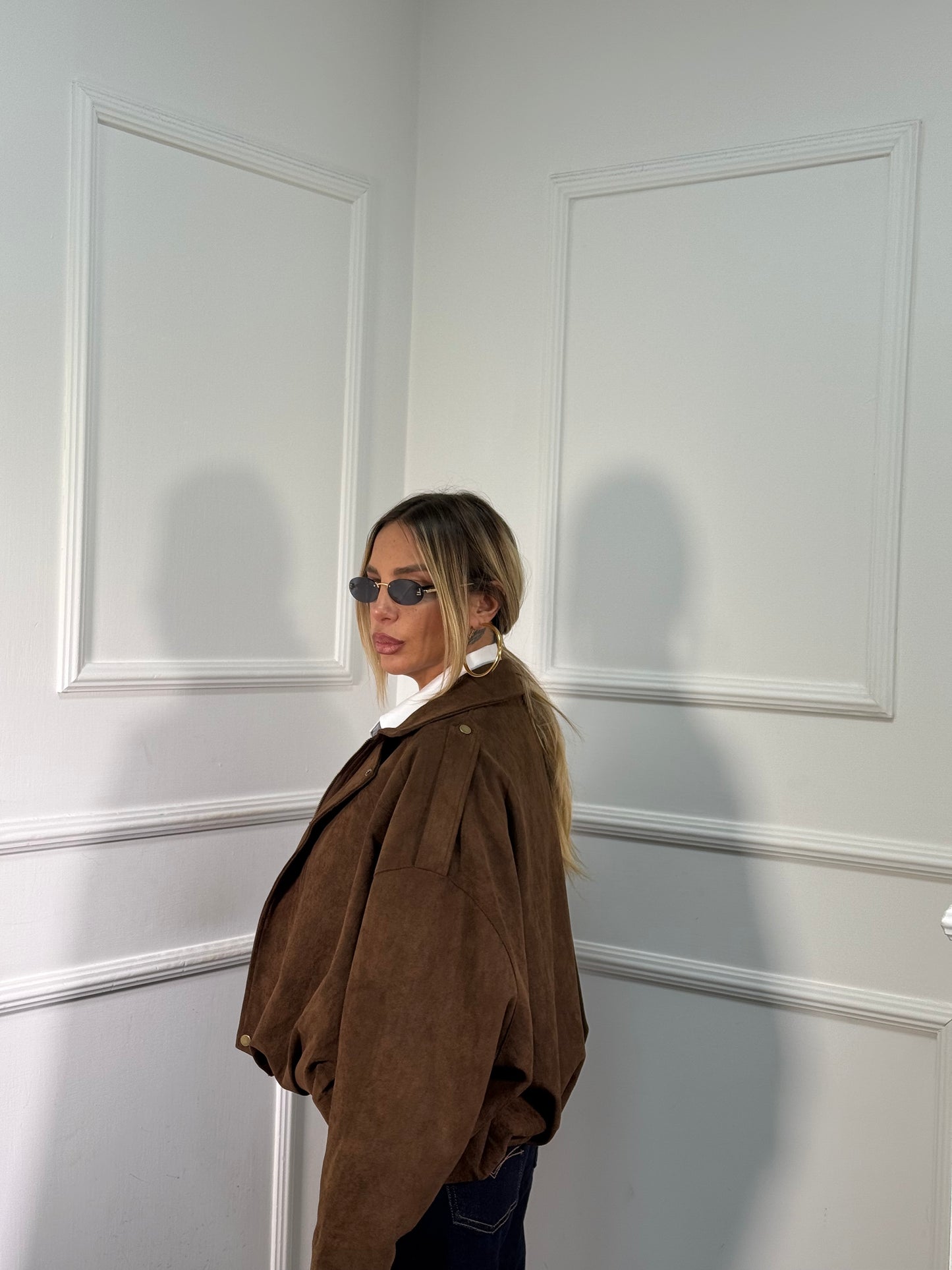 Bomber eco camoscio oversize Influencer marrone