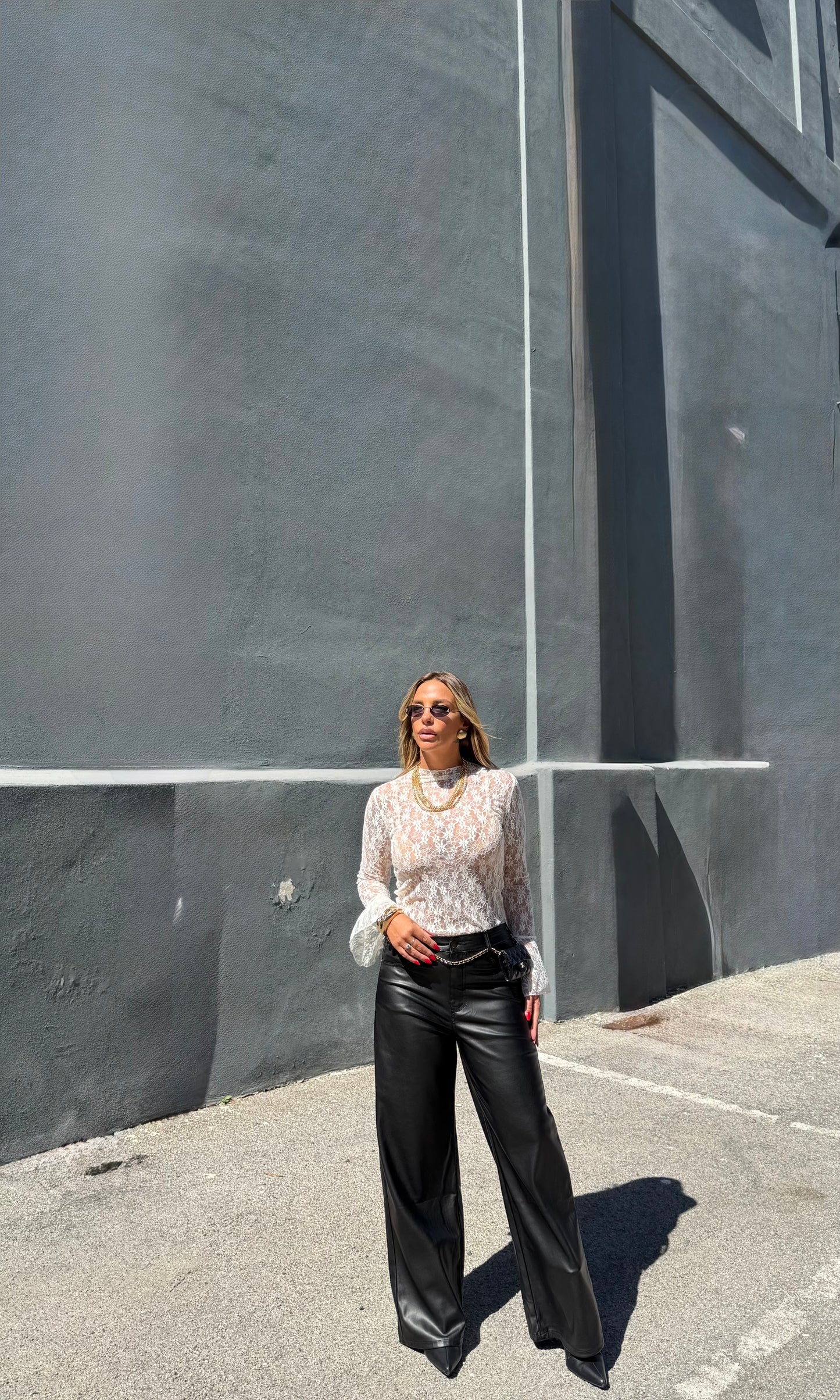 Pantaloni in ecopelle Justin nero j2500