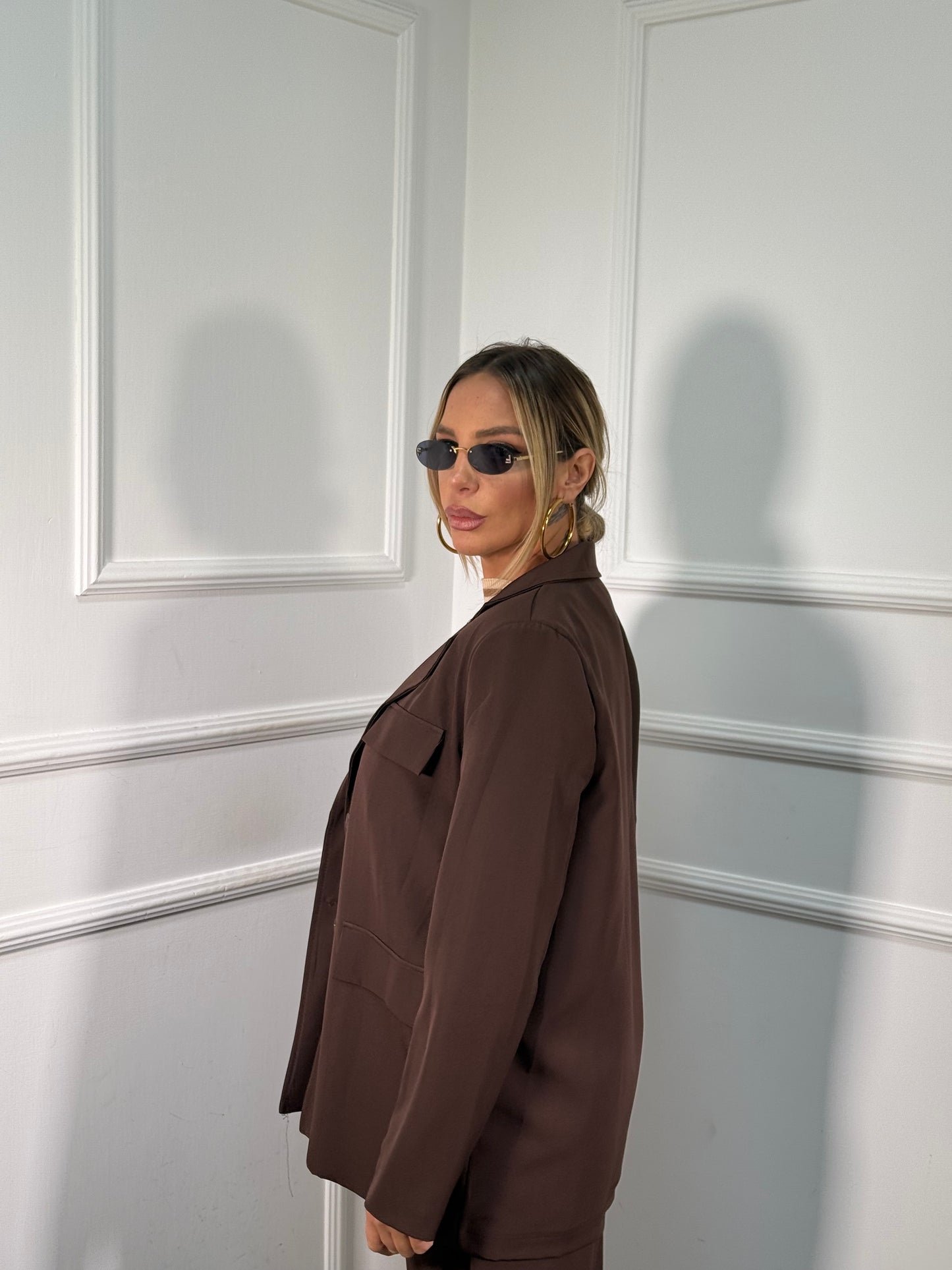 Tailleur balloon Eva cioccolato 4080