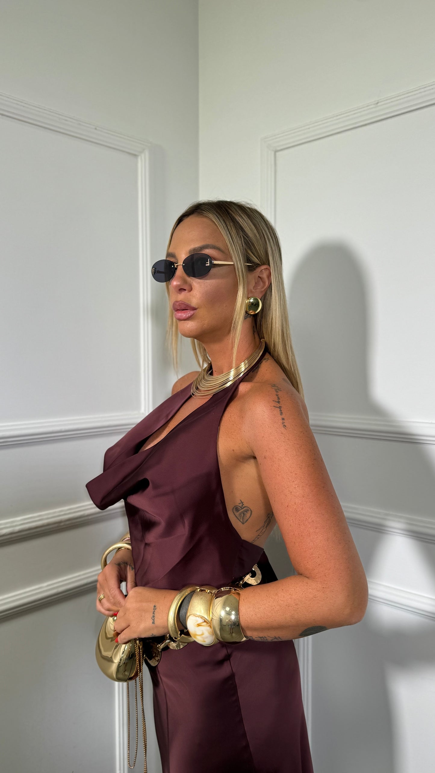 Coordinato in satin Charlotte borgogna 149042