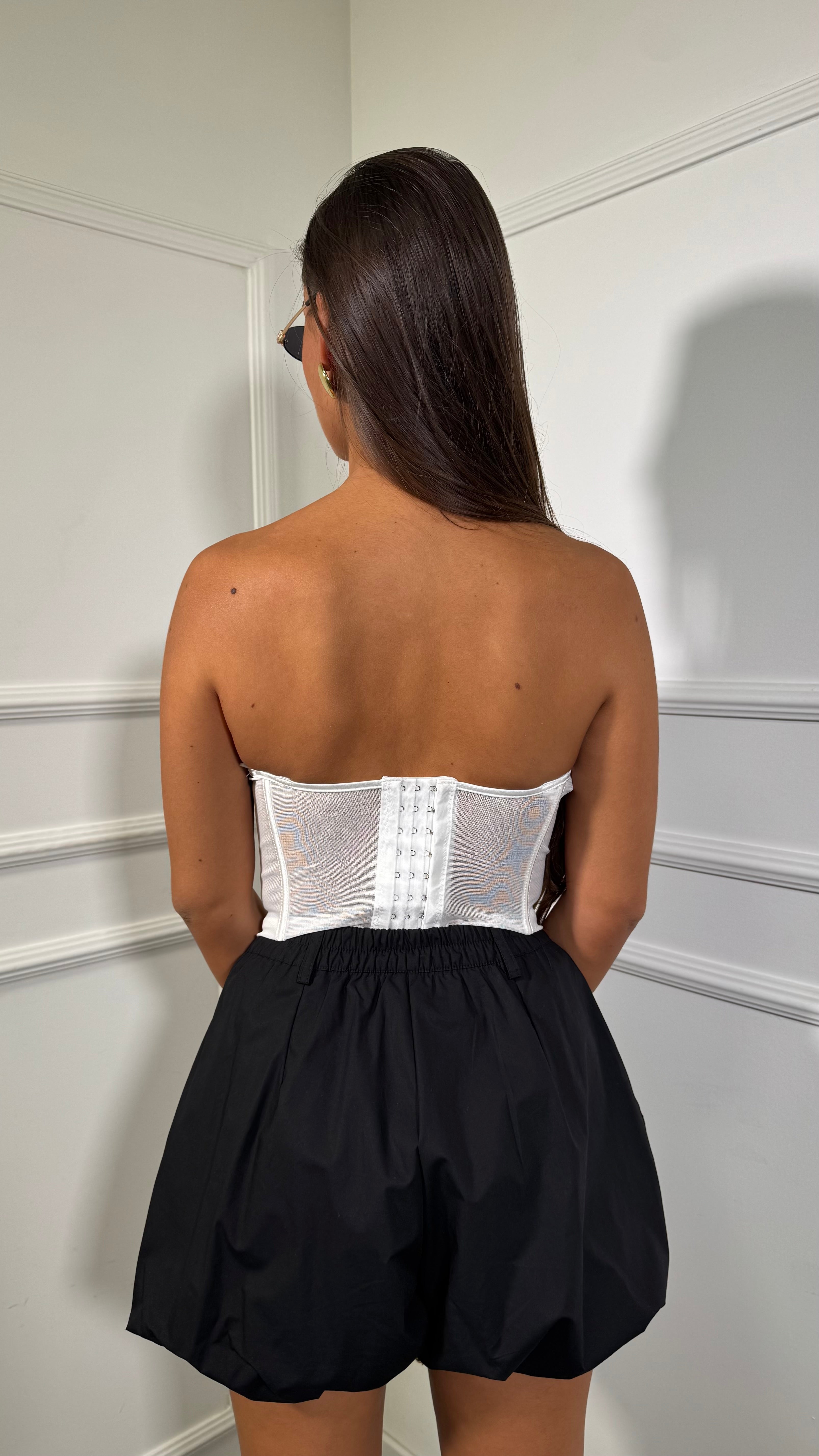 Bustier semi velato in pizzo Demi bianco Y82