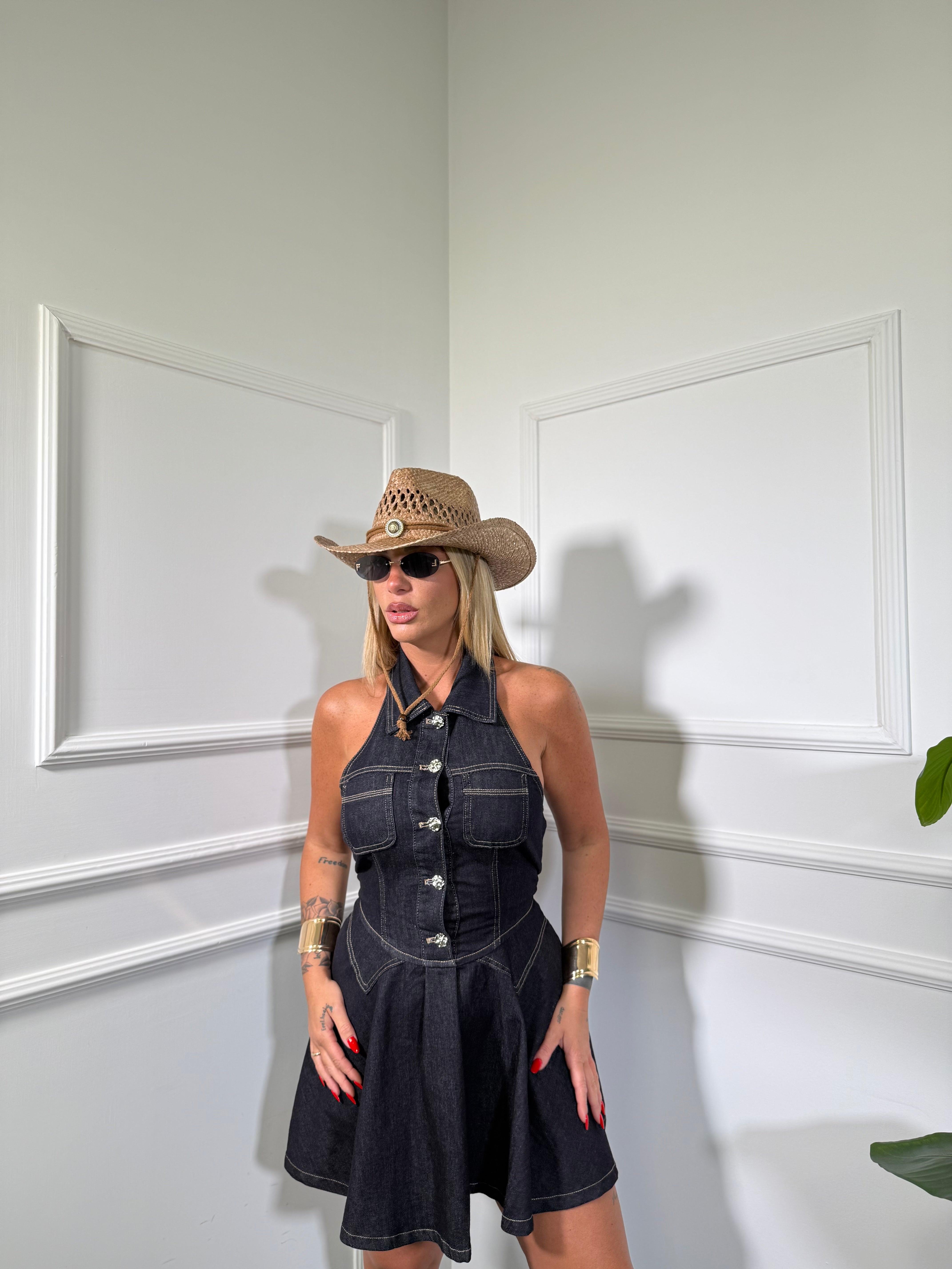 Abito in denim scollo americano Gaby lavaggio zero 2775