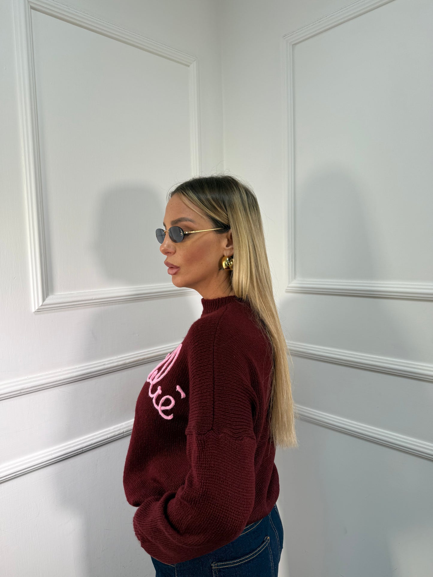 Pullover misto lana No vabbè bordeaux 258428