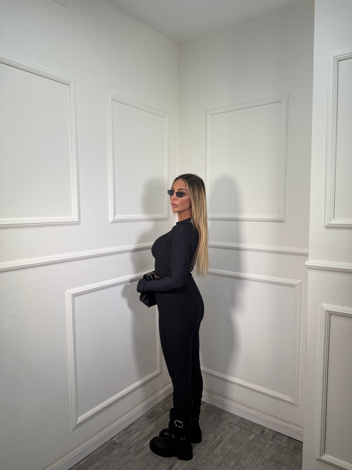 Coordinato in lycra District nero16536