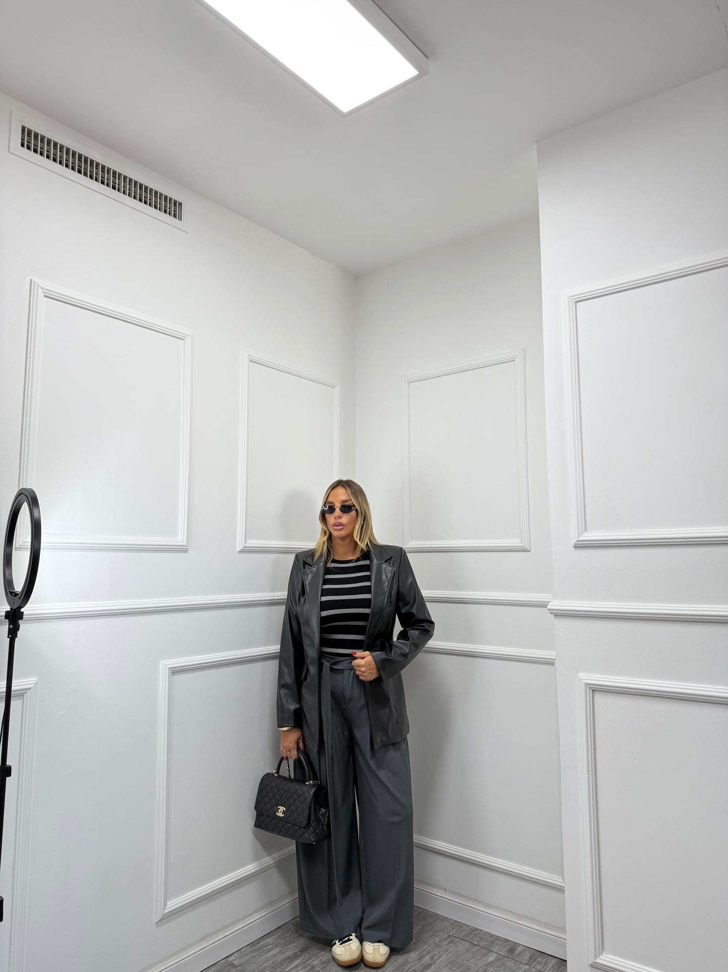 Blazer ecopelle con spalline Tommy nero 88719 premium quality