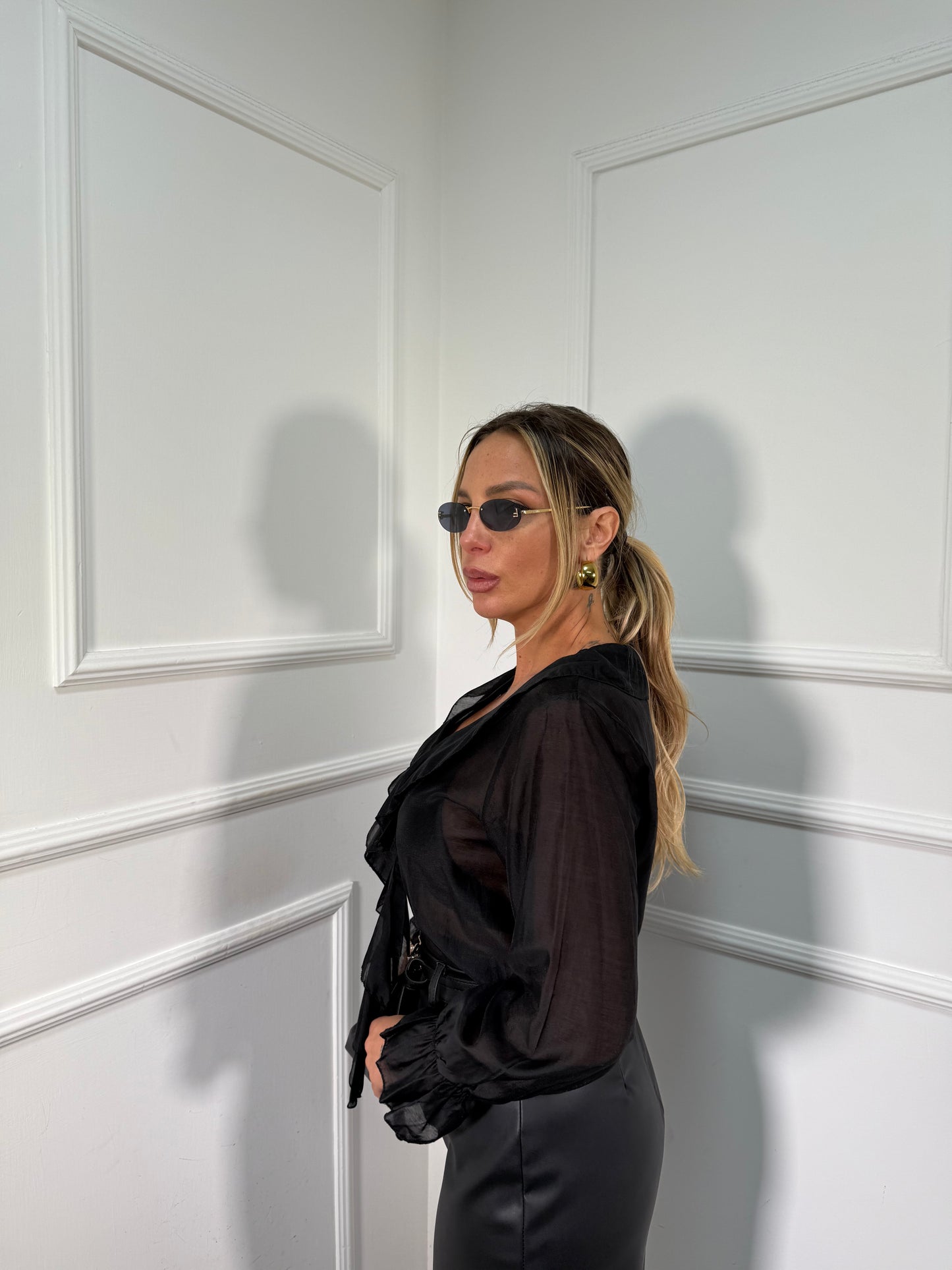 Blusa in chiffon Camila nera 12928