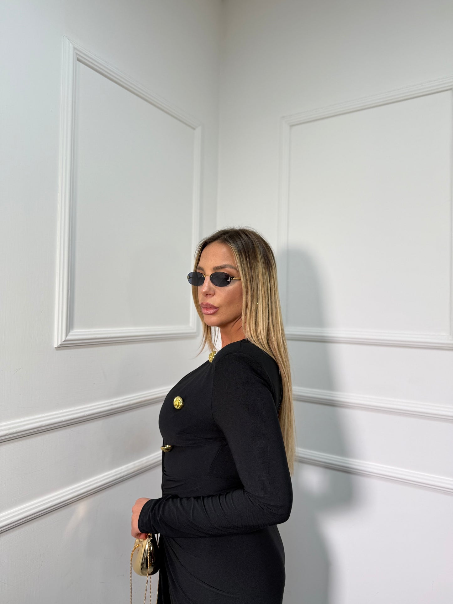 Abito midi con spacco Elisabeth nero 4554