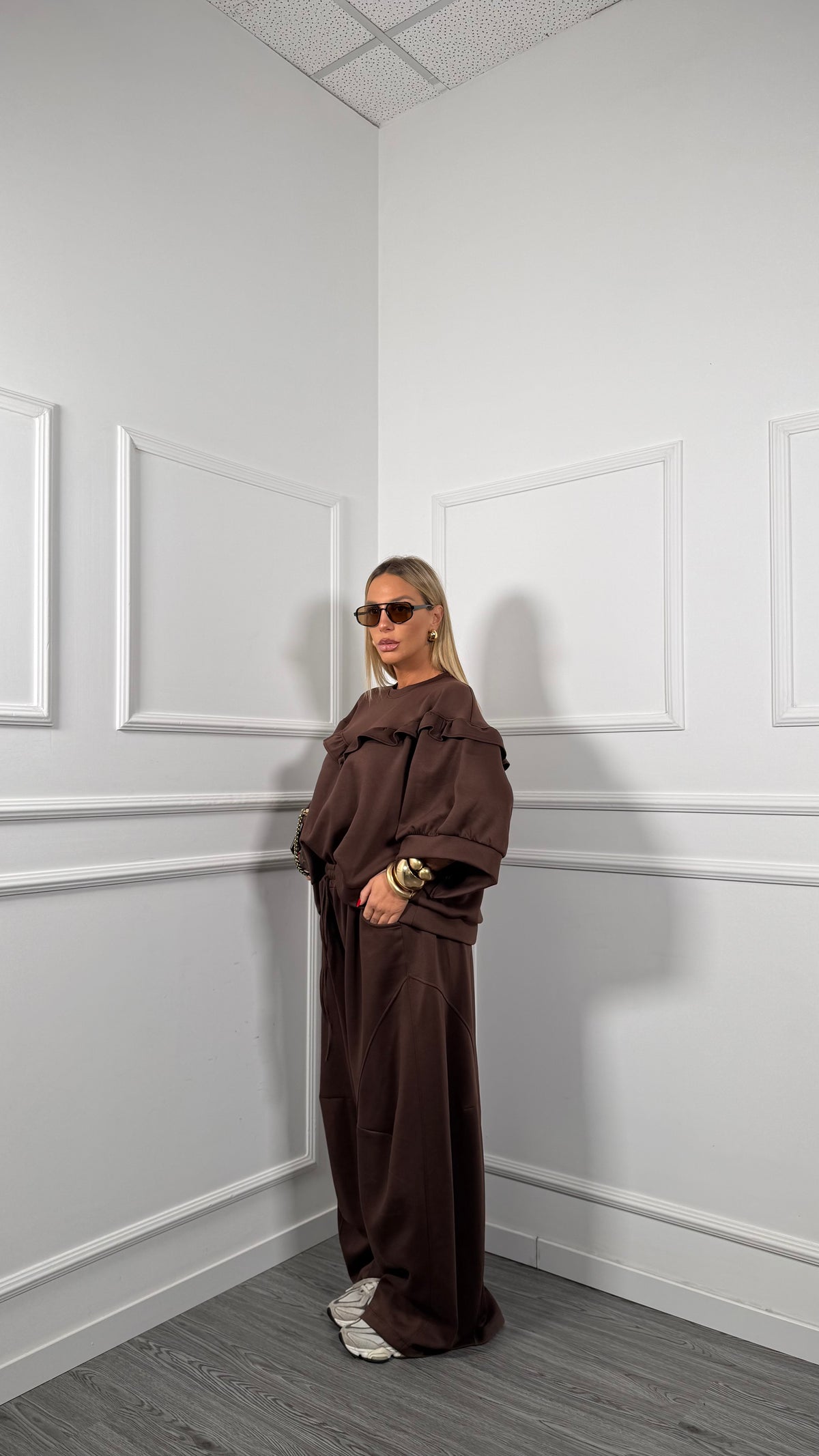 Coordinato tuta oversize Curvy Janys cioccolato 127032