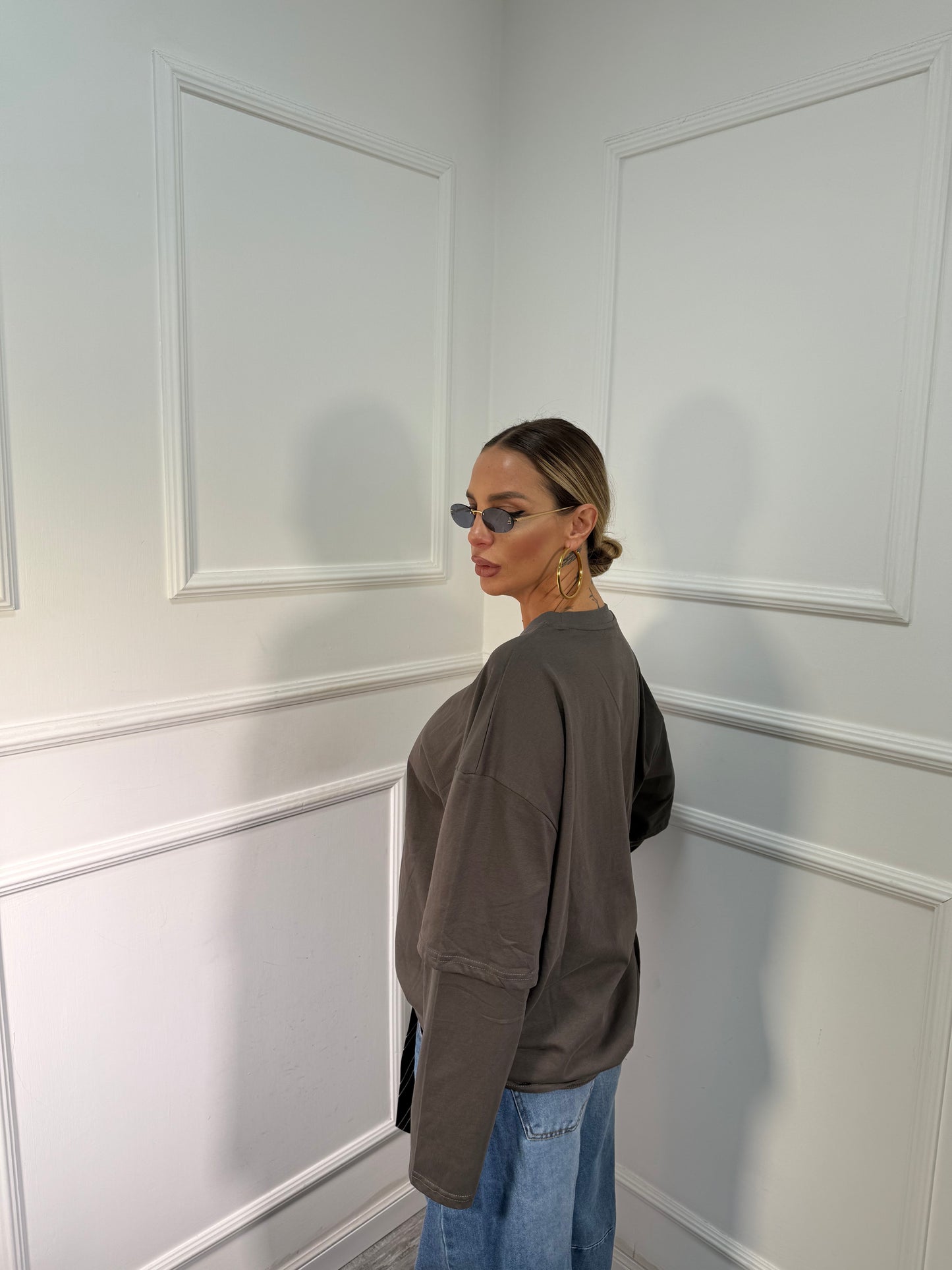 Shirt in cotone oversize Tresor grigio antracite a63992