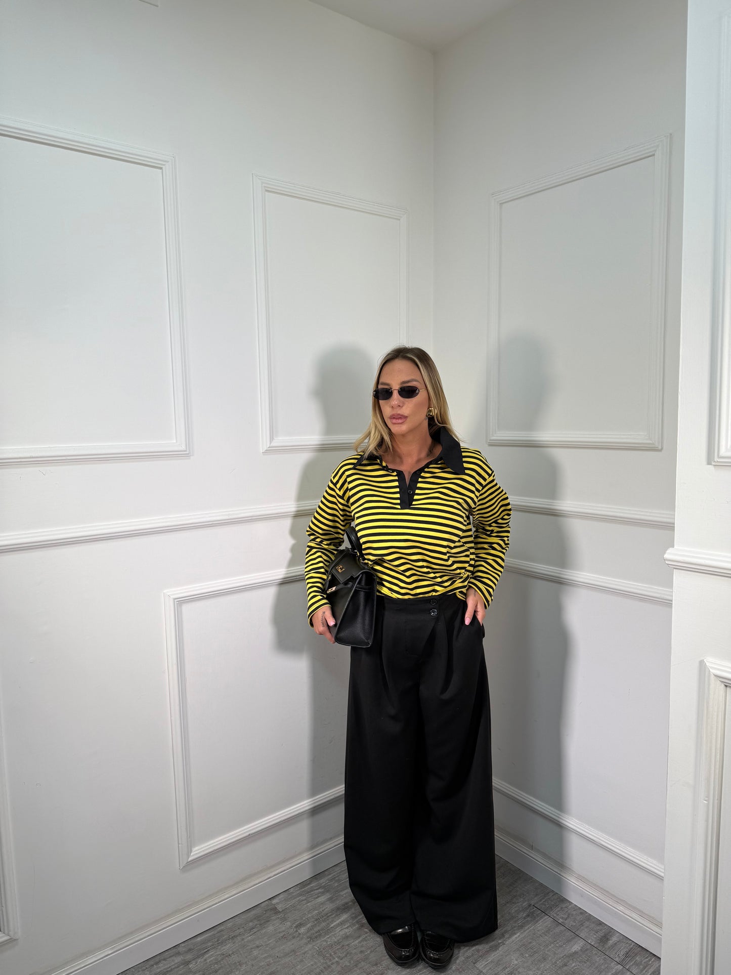 Pantaloni palazzo bustino asimmetrico Citylife nero 12728