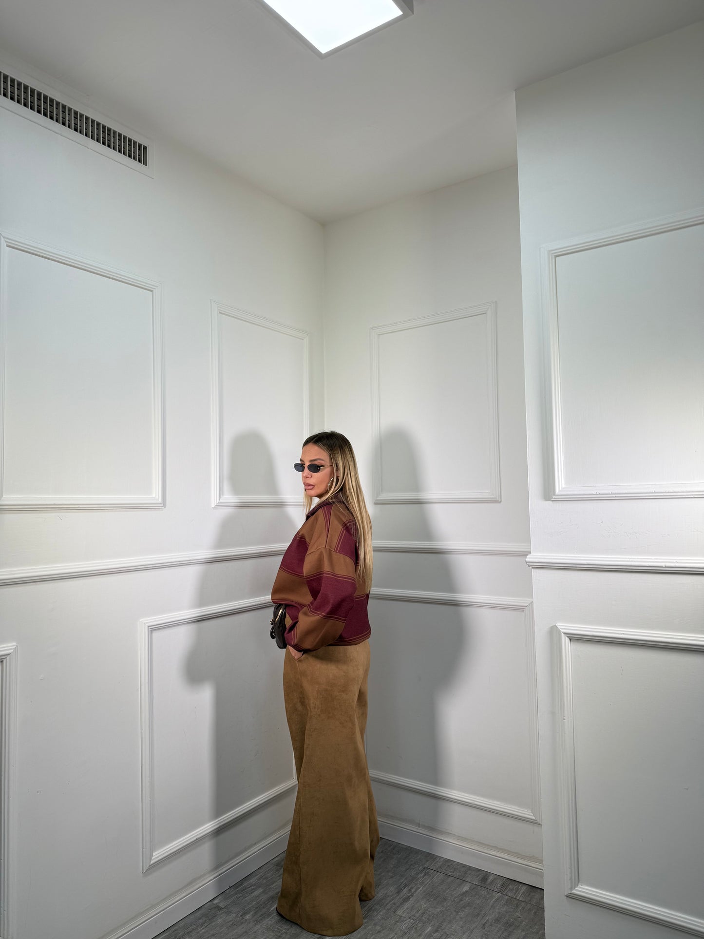 Pantaloni palazzo in camoscio Underground camel p20270