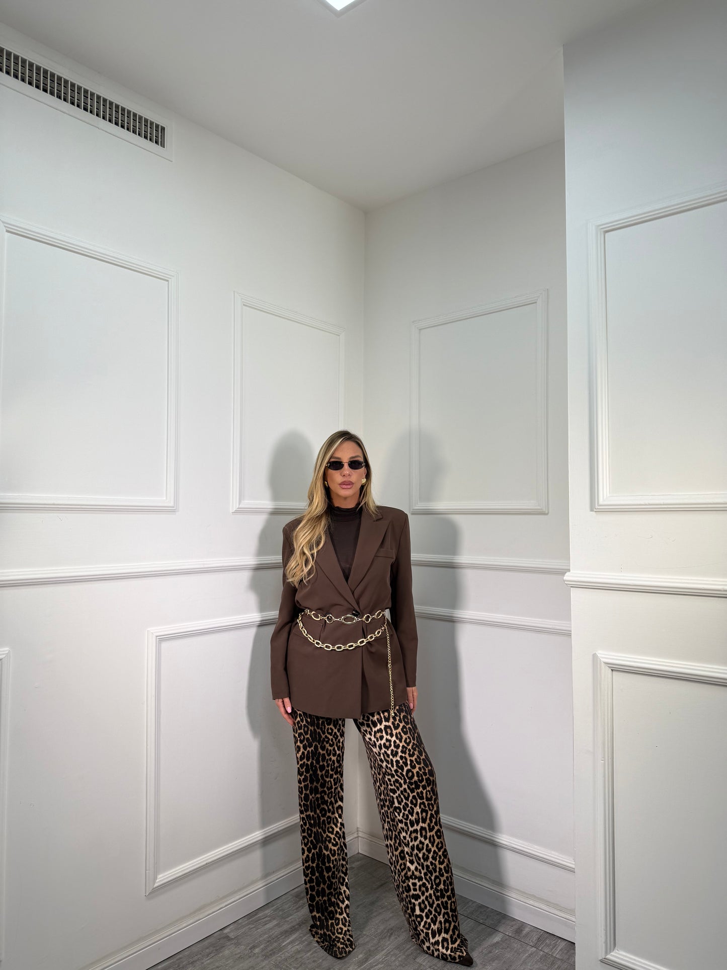 Pantaloni palazzo in lycra Gocciole maculato 0038