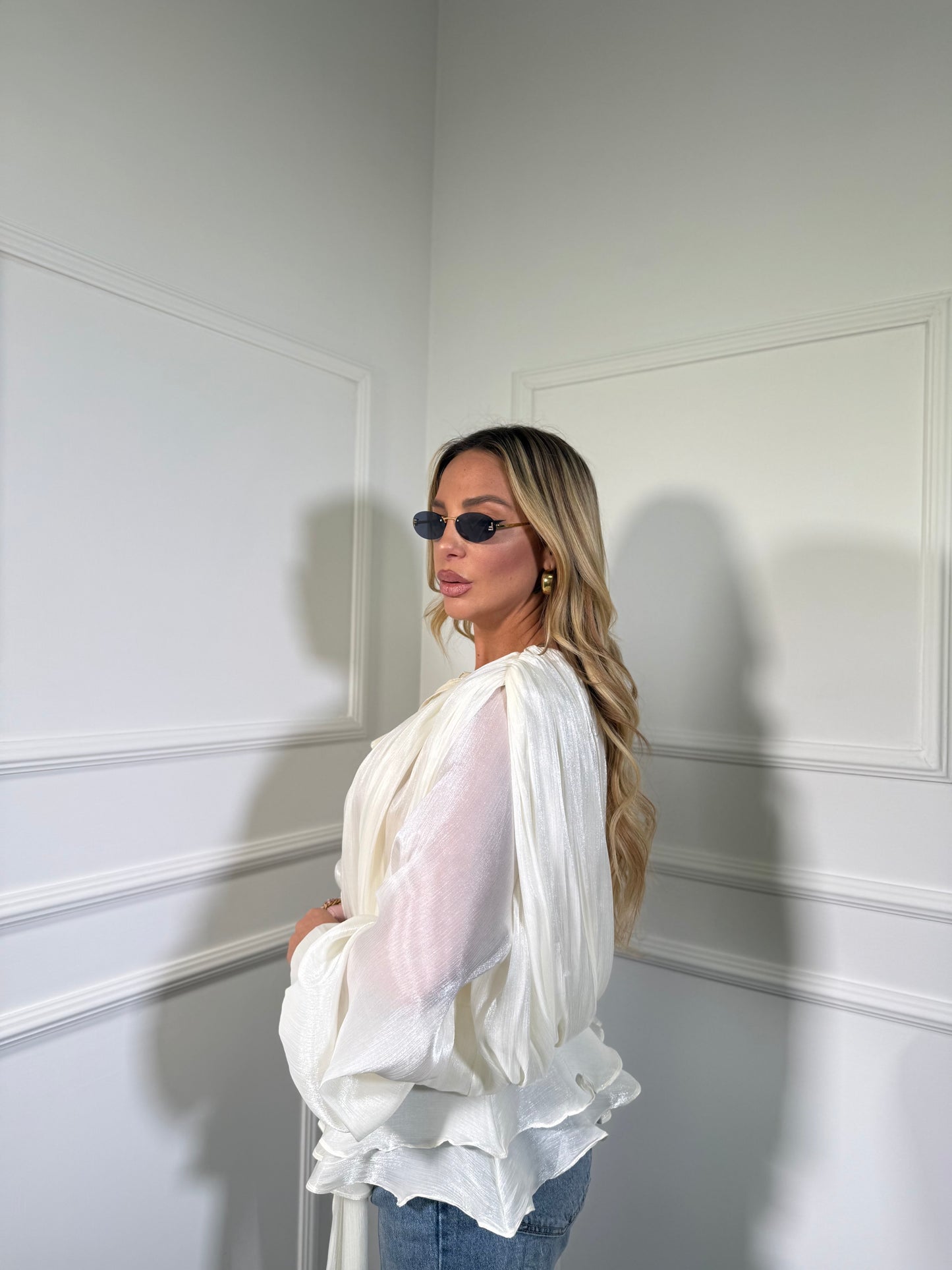 Blusa in chiffon Madame champagne y05