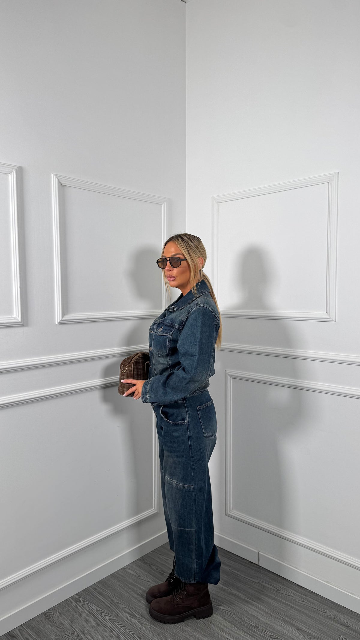 Jumpsuit in denim lavaggio medio Las Vegas jf617