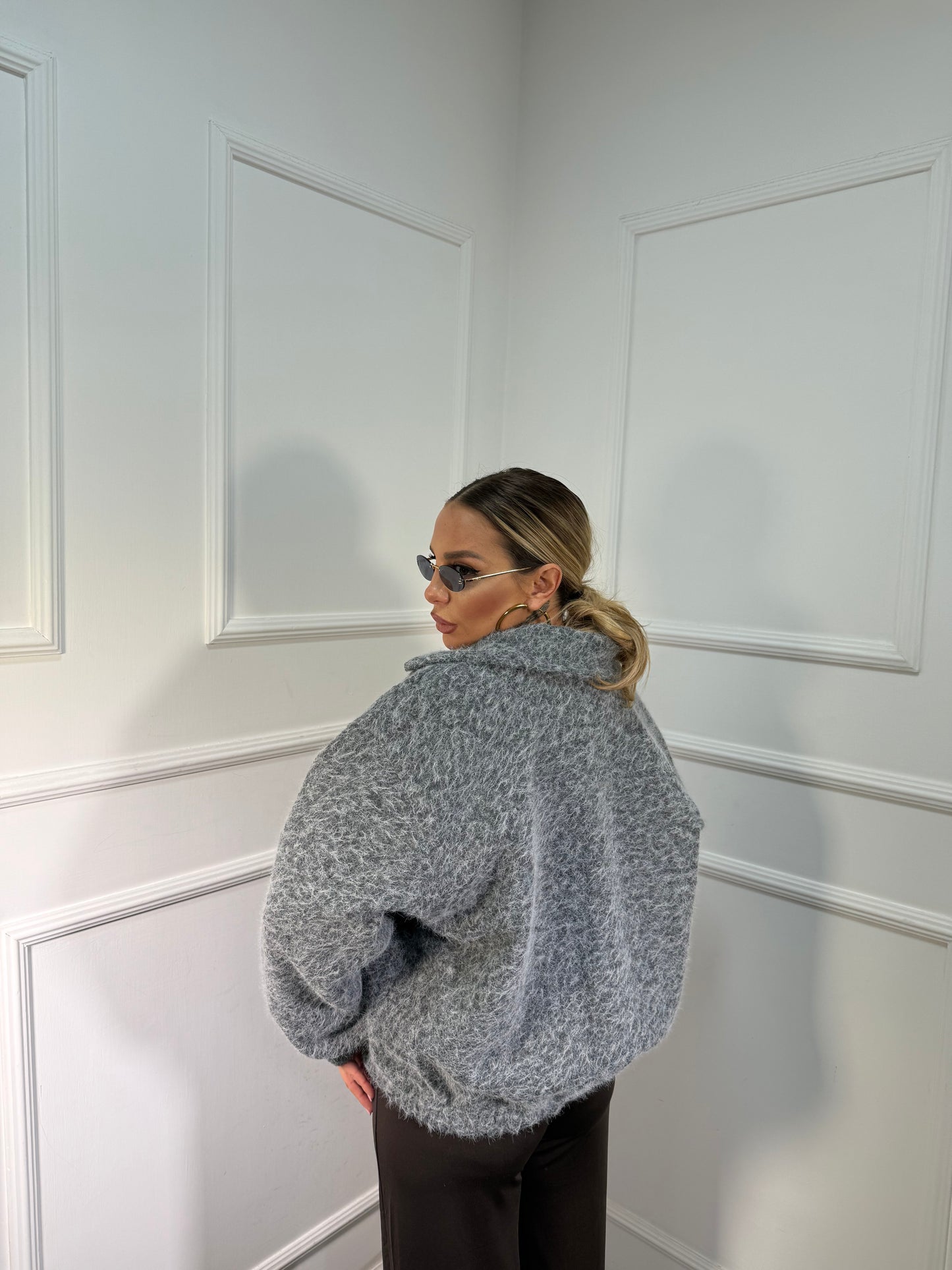 Bomber in lana cotta Shiver grigio 520